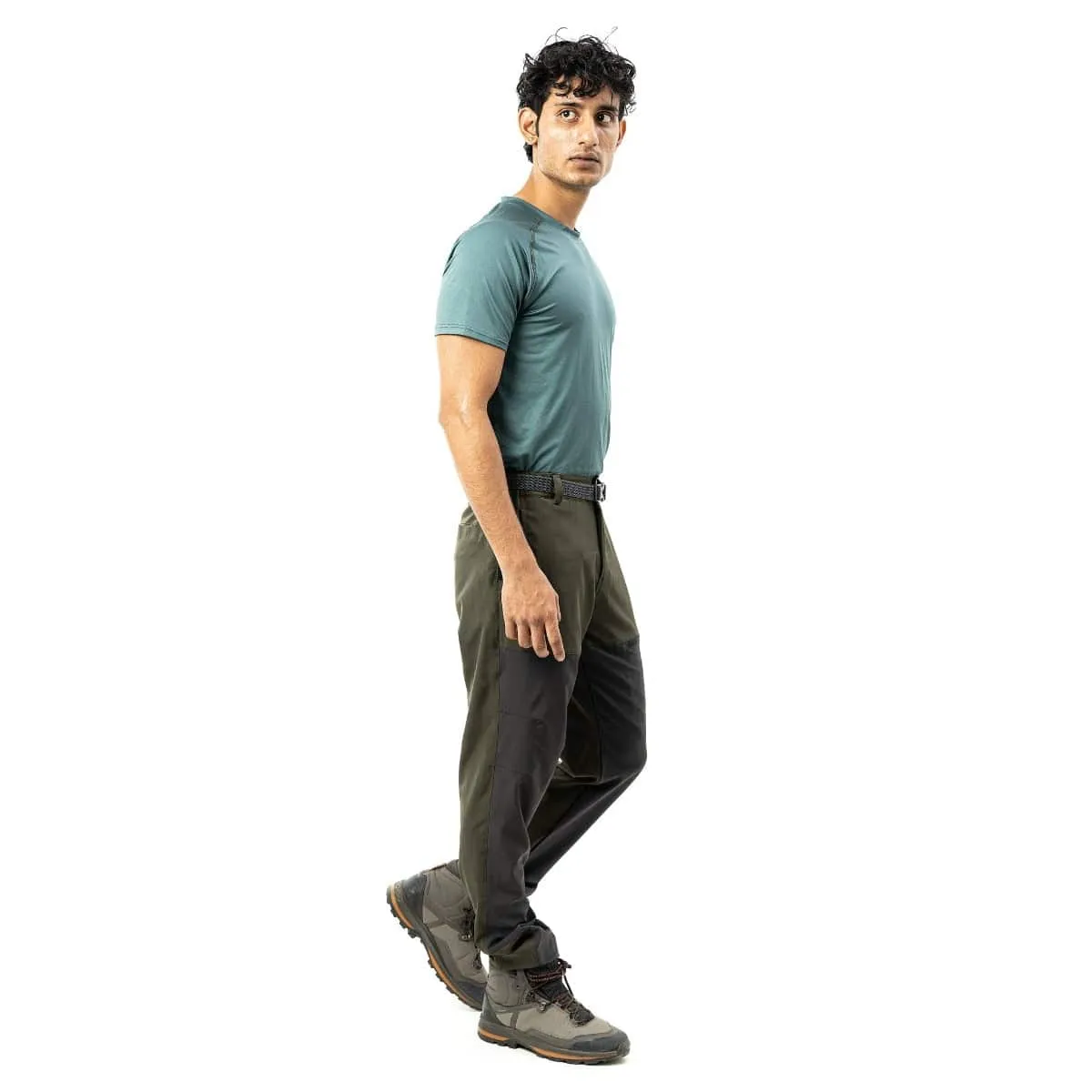 Men's Trekking and Hiking Pants - Green & Grey