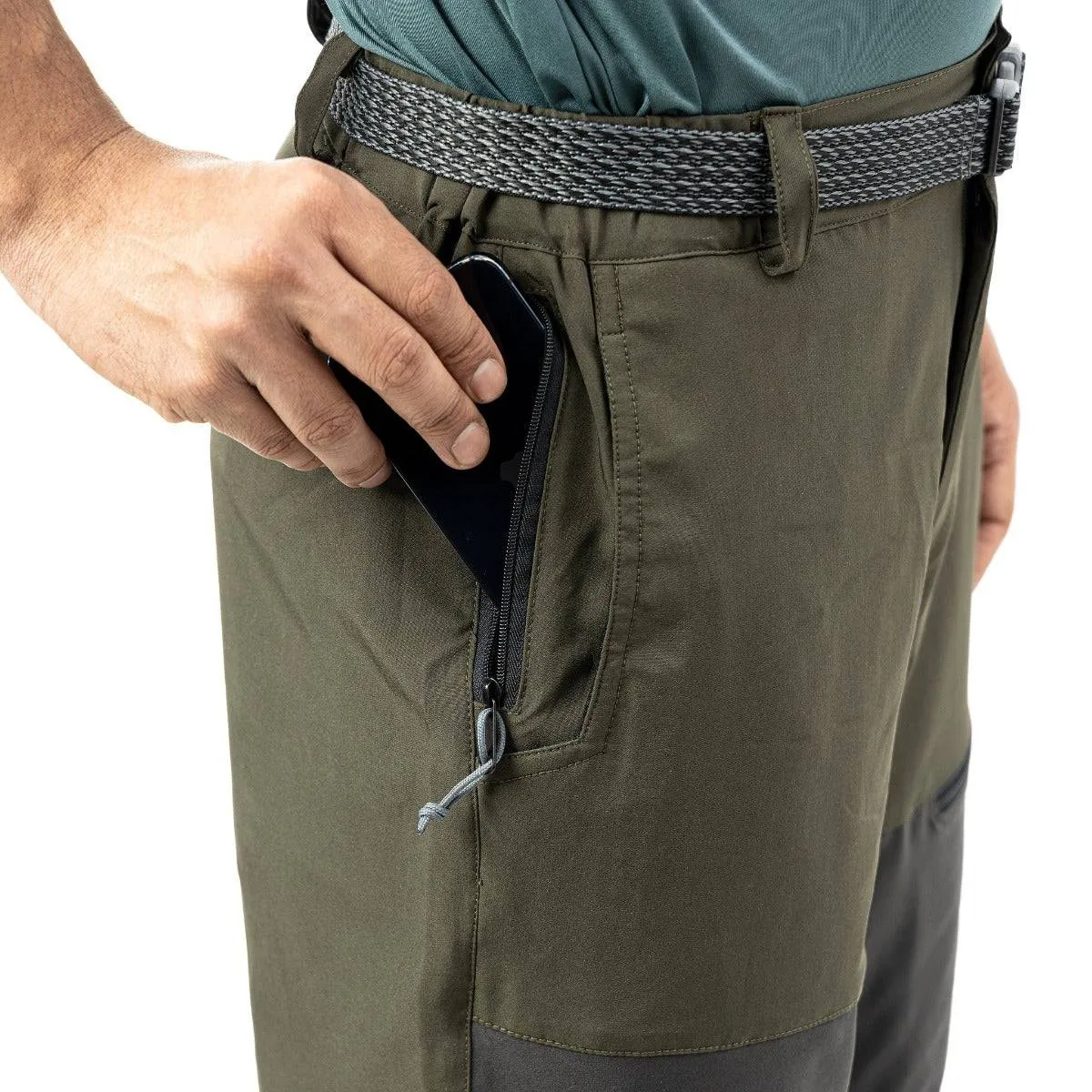 Men's Trekking and Hiking Pants - Green & Grey