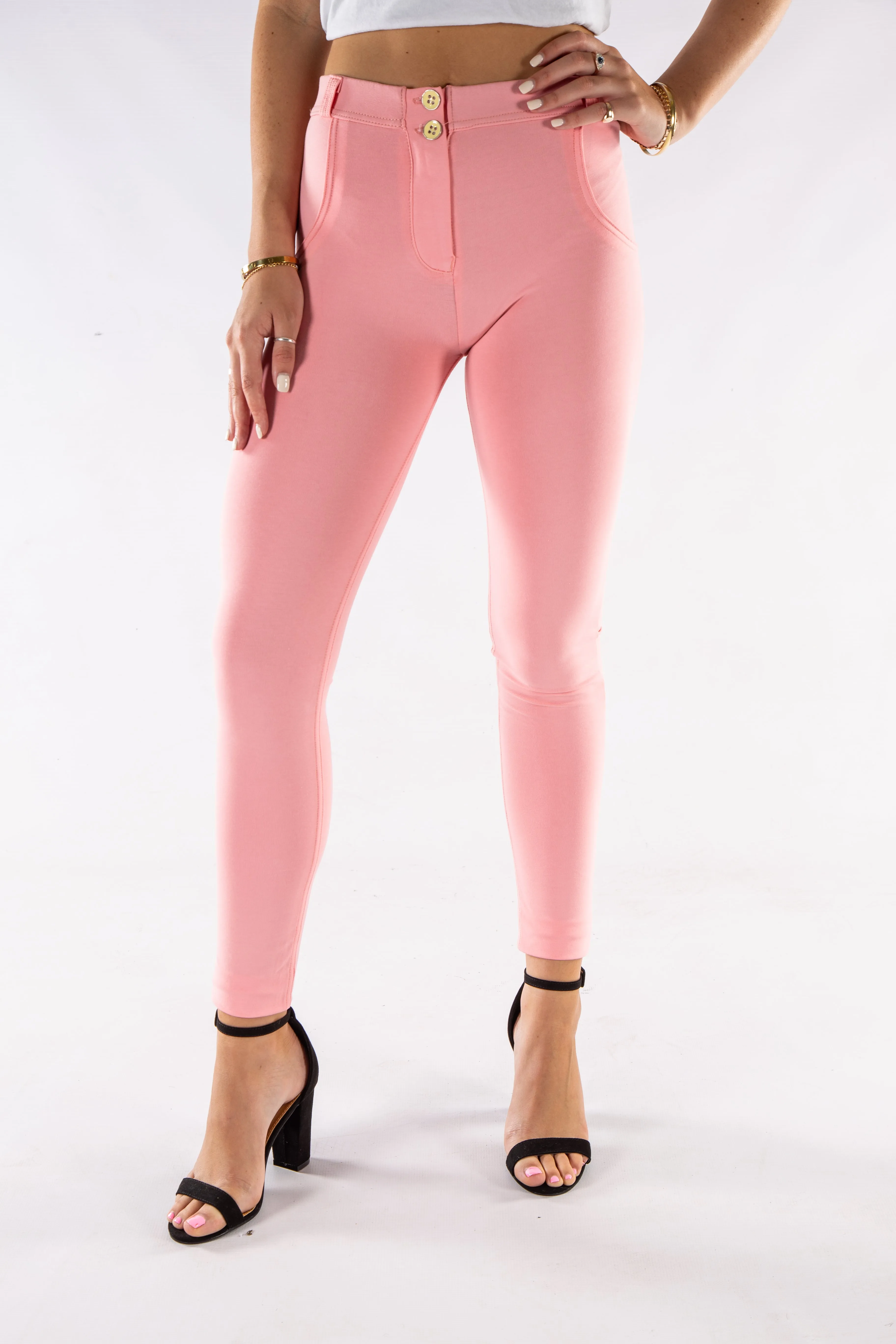 Mid waistButt lifting Shaping pants Jeggings - Pink