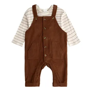 Mustang Corduroy Baby Overall Set: Brown