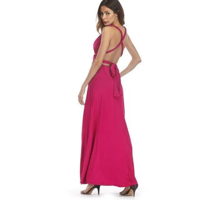 Plus Size - Infinity Convertible Wonder Dress,  20 Colors Summer Maxi Party Dresses Multiway Swing Dress  Wrap Dress (US 8 - 18 W)