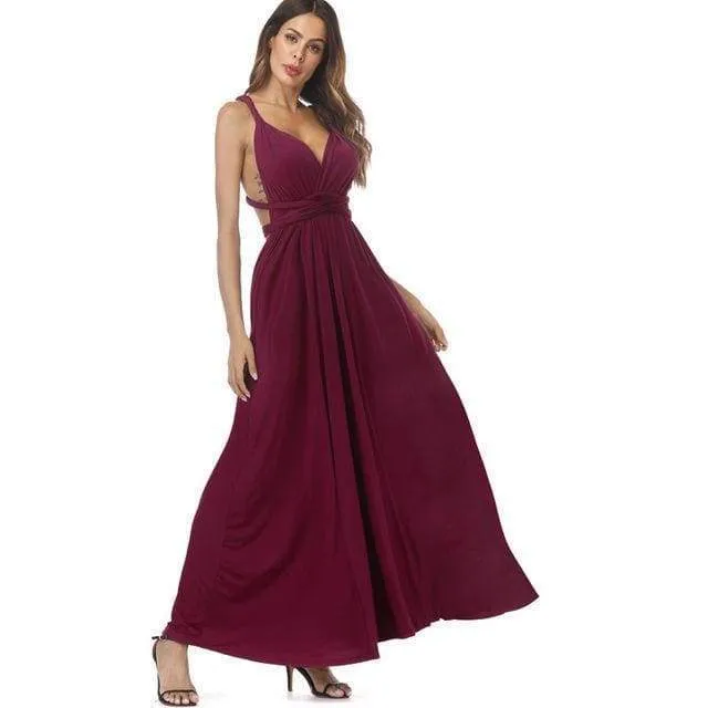 Plus Size - Infinity Convertible Wonder Dress,  20 Colors Summer Maxi Party Dresses Multiway Swing Dress  Wrap Dress (US 8 - 18 W)