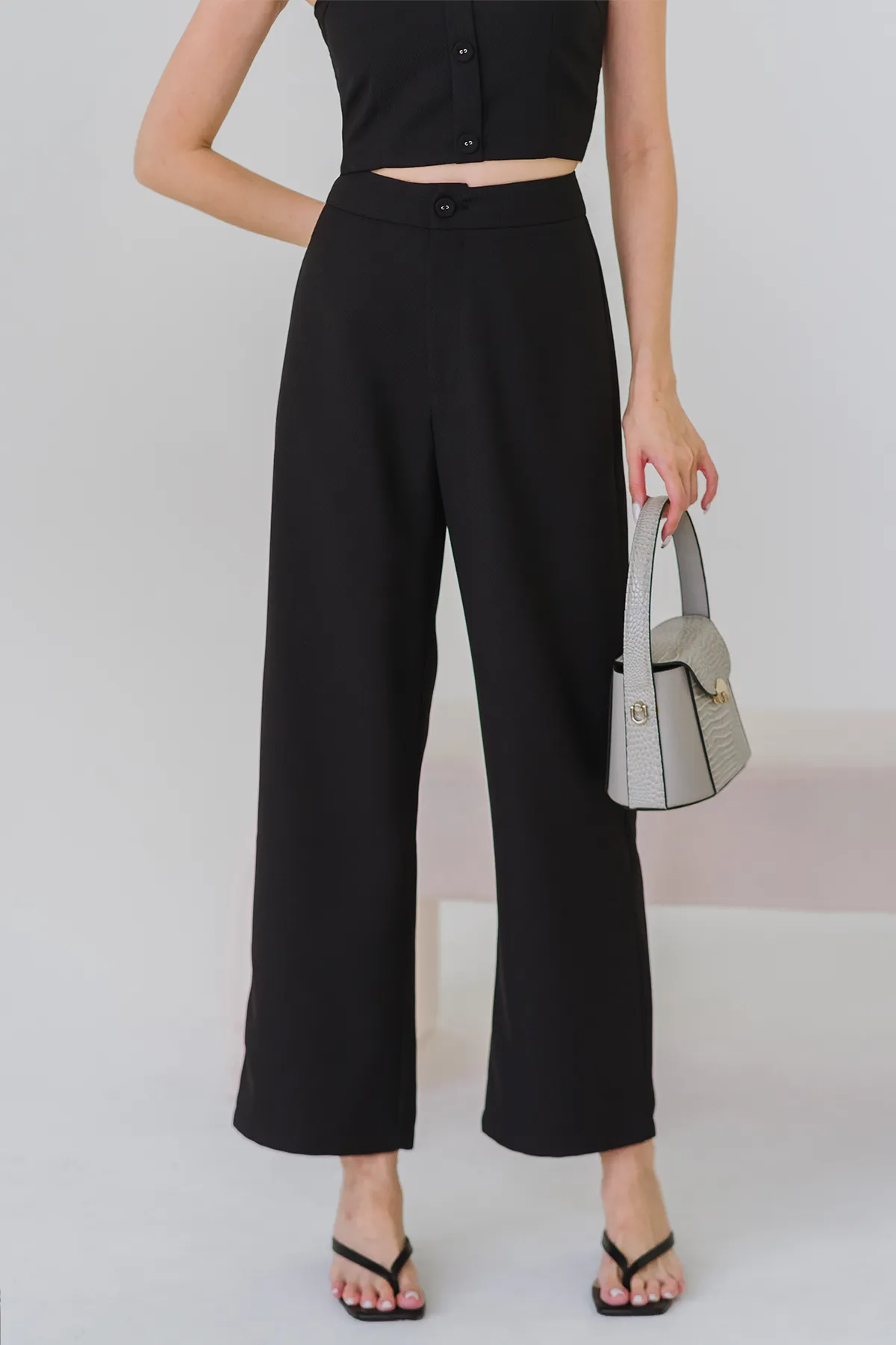 Rea Textured Tailored Pants (Black)