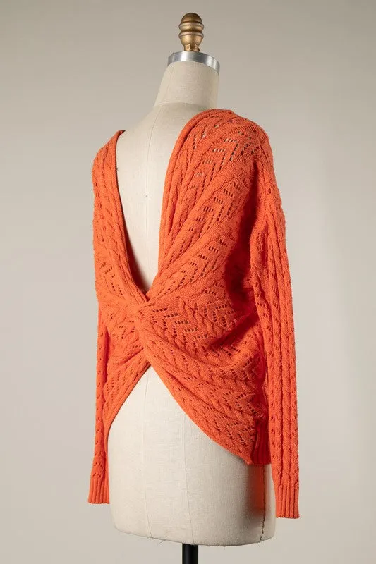 Reversible Twist Crochet Knit Sweater