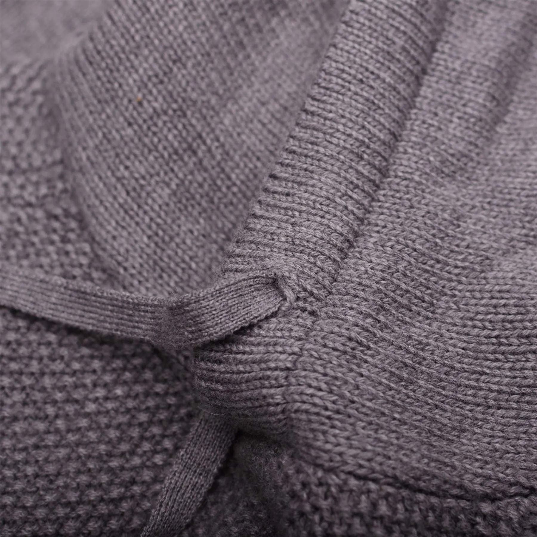 Seed Stitch Knitted Hoodie Mid Grey Marl - SS23