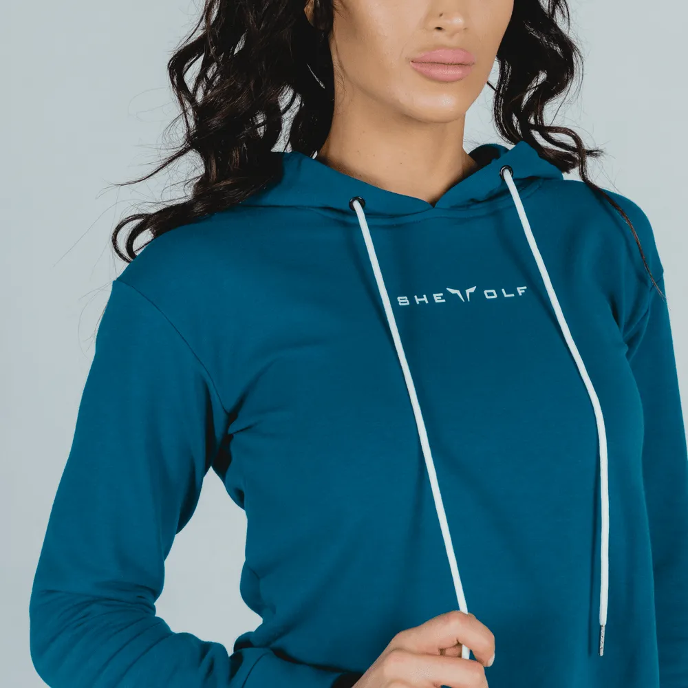 She-Wolf Crop Hoodie - Teal