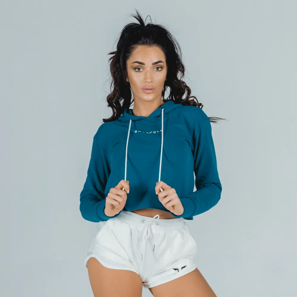 She-Wolf Crop Hoodie - Teal