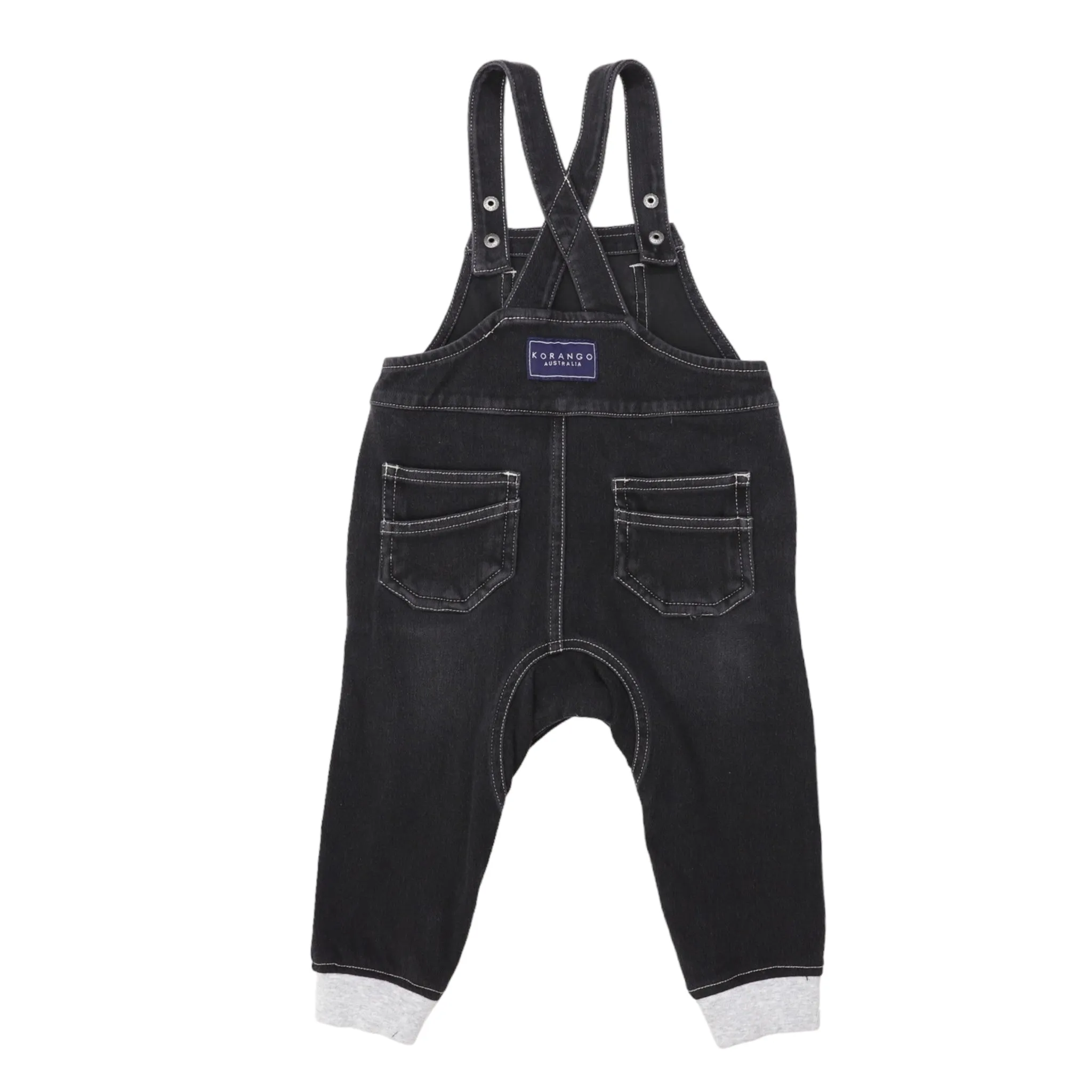 Stretch Denim Overalls Charcoal