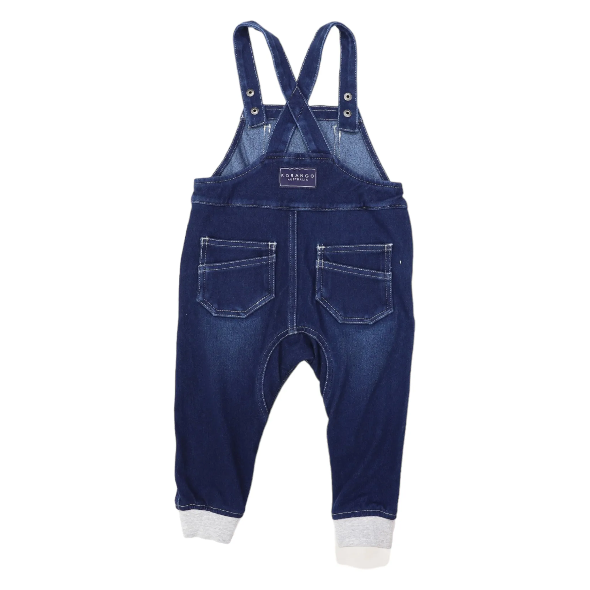 Stretch Denim Overalls Dark Blue