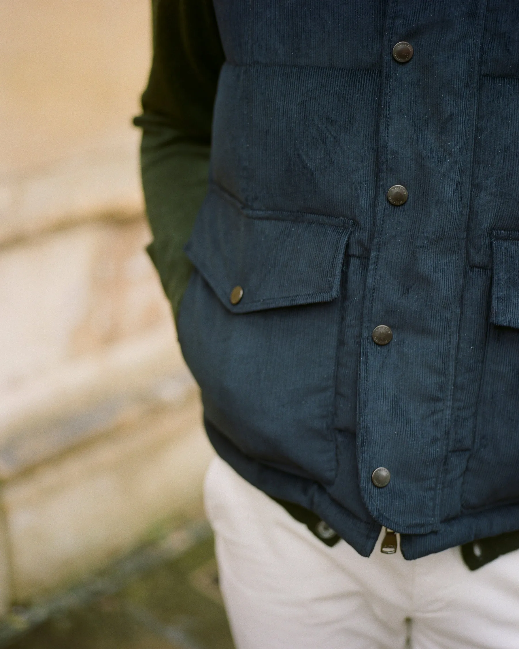 Valstar Oliver Corduroy Down Padded Vest: Navy