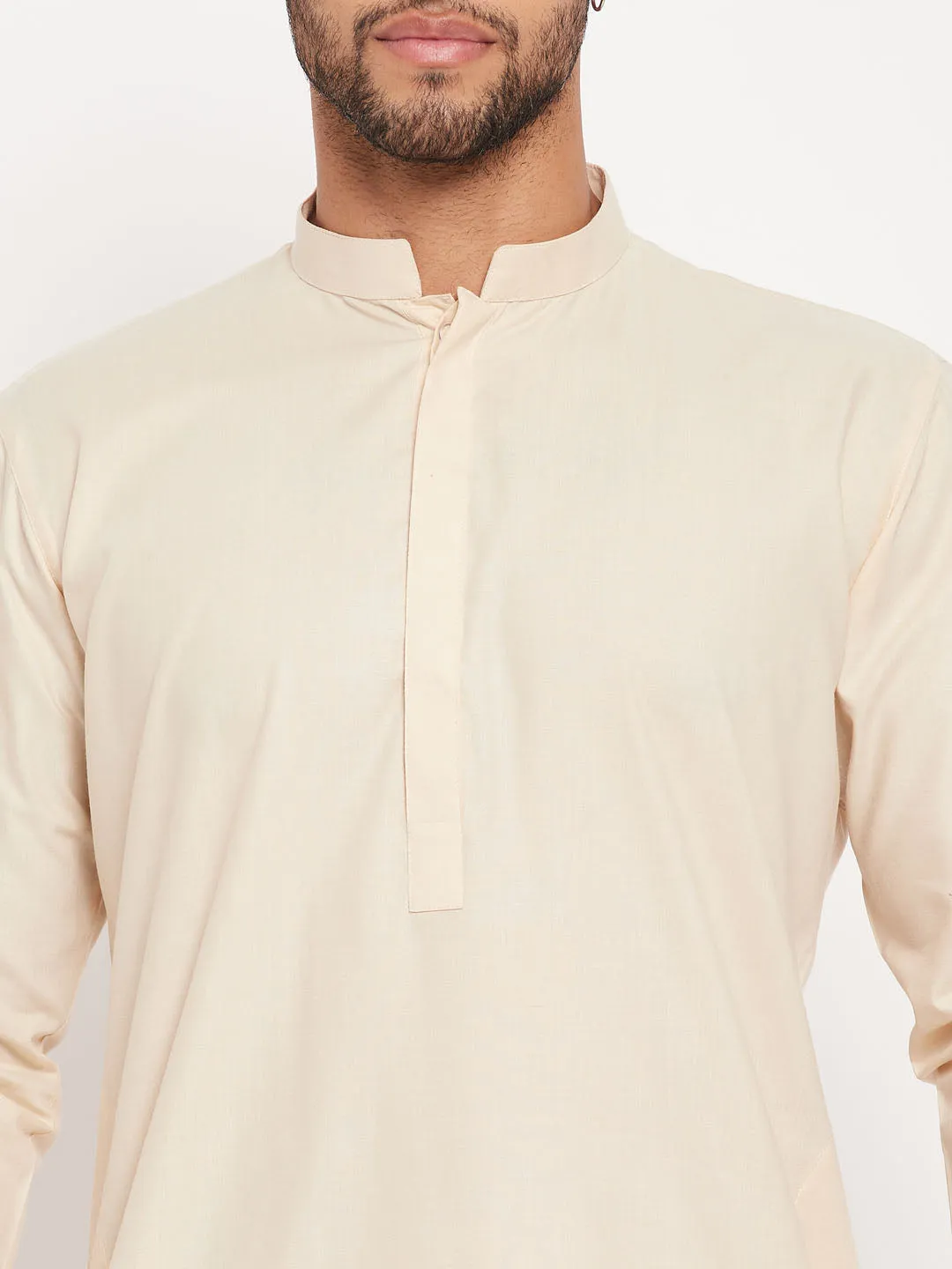 VASTRAMAY Cream Cotton Blend Kurta Set