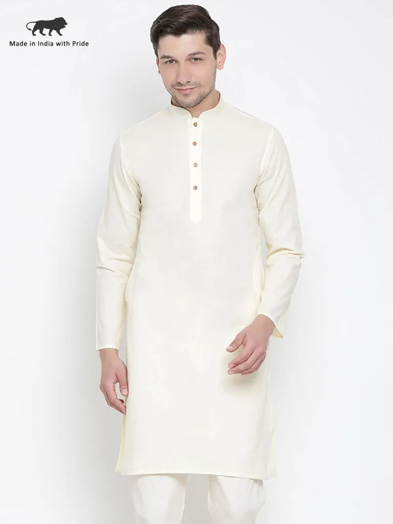 VASTRAMAY Men's Beige Cotton Kurta