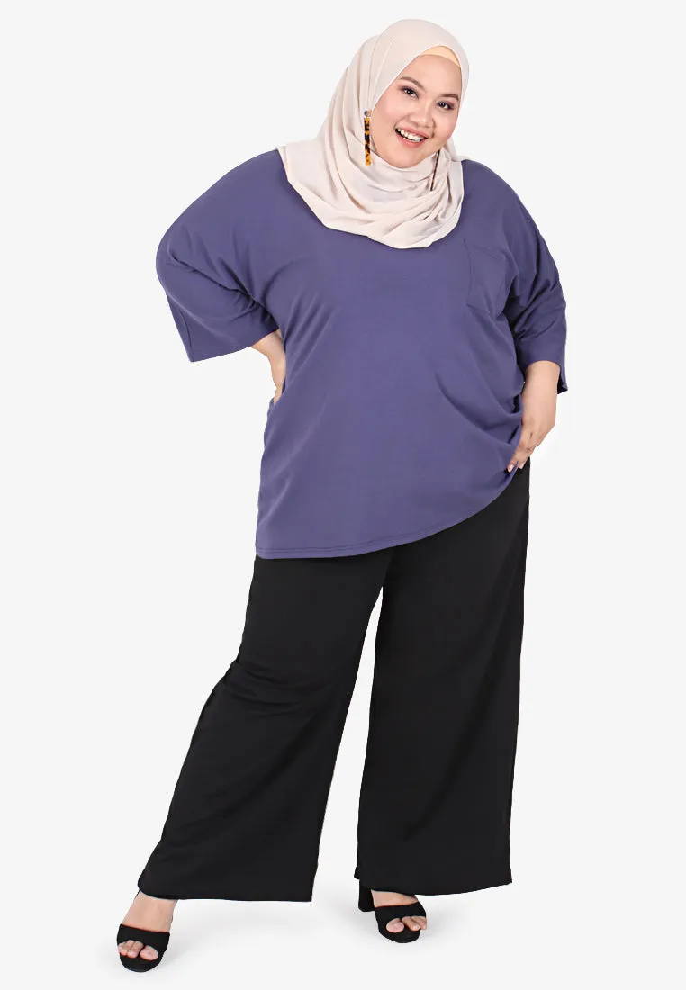 Wendie Basic Plus Size Wide Leg Pants - Maroon