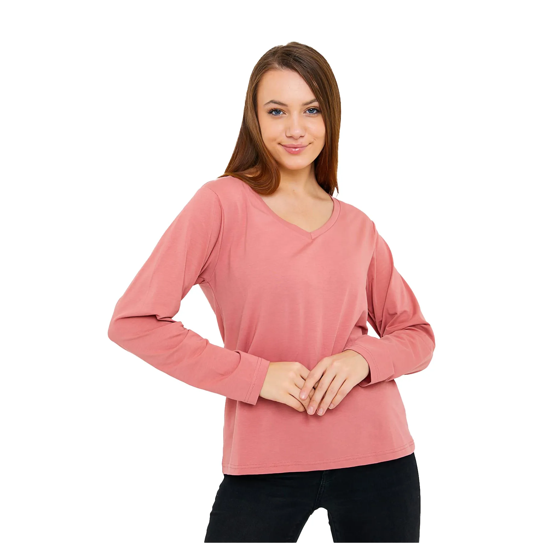 Women's V-Neck Long Sleeve T-Shirts