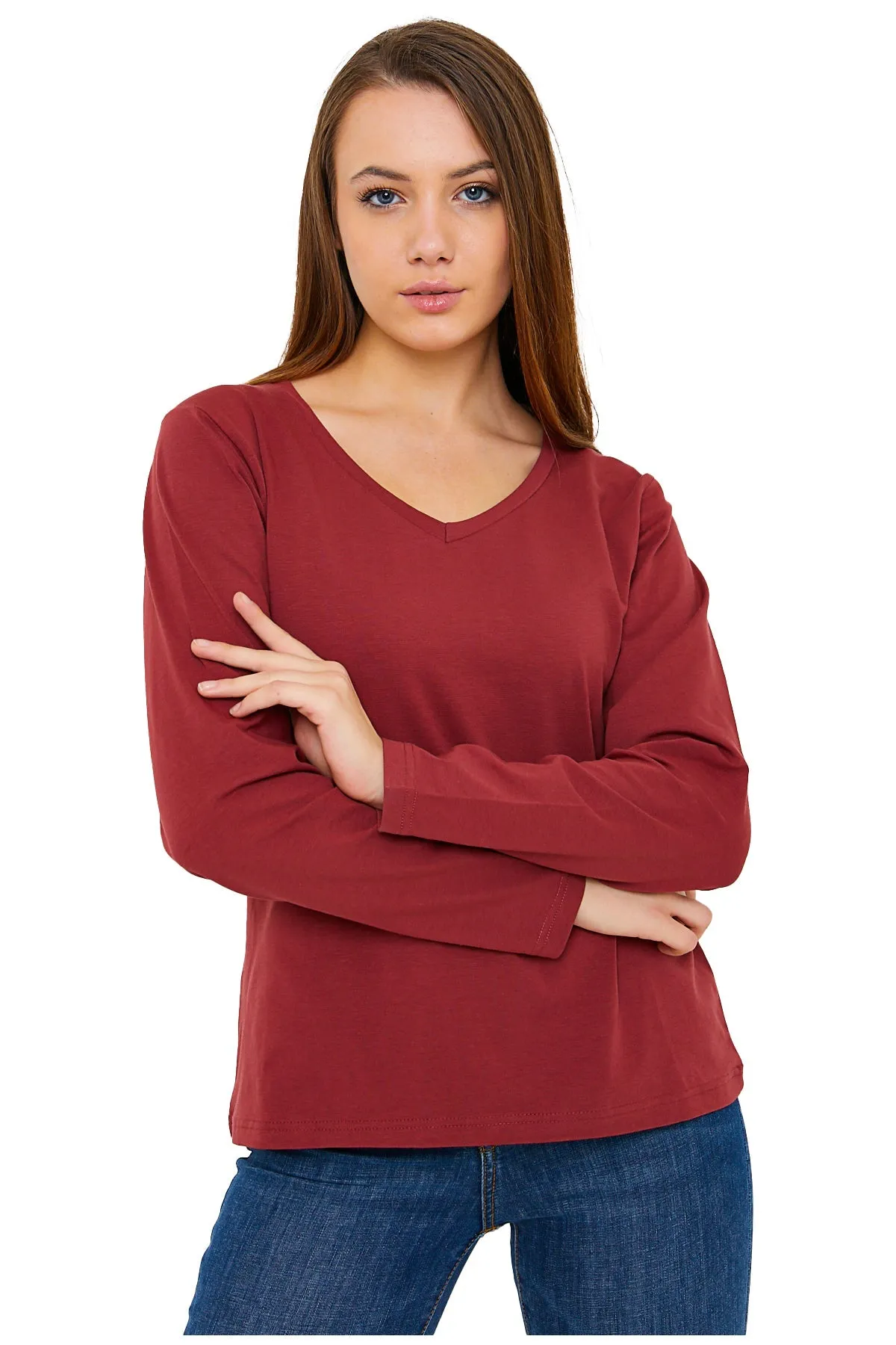 Women's V-Neck Long Sleeve T-Shirts