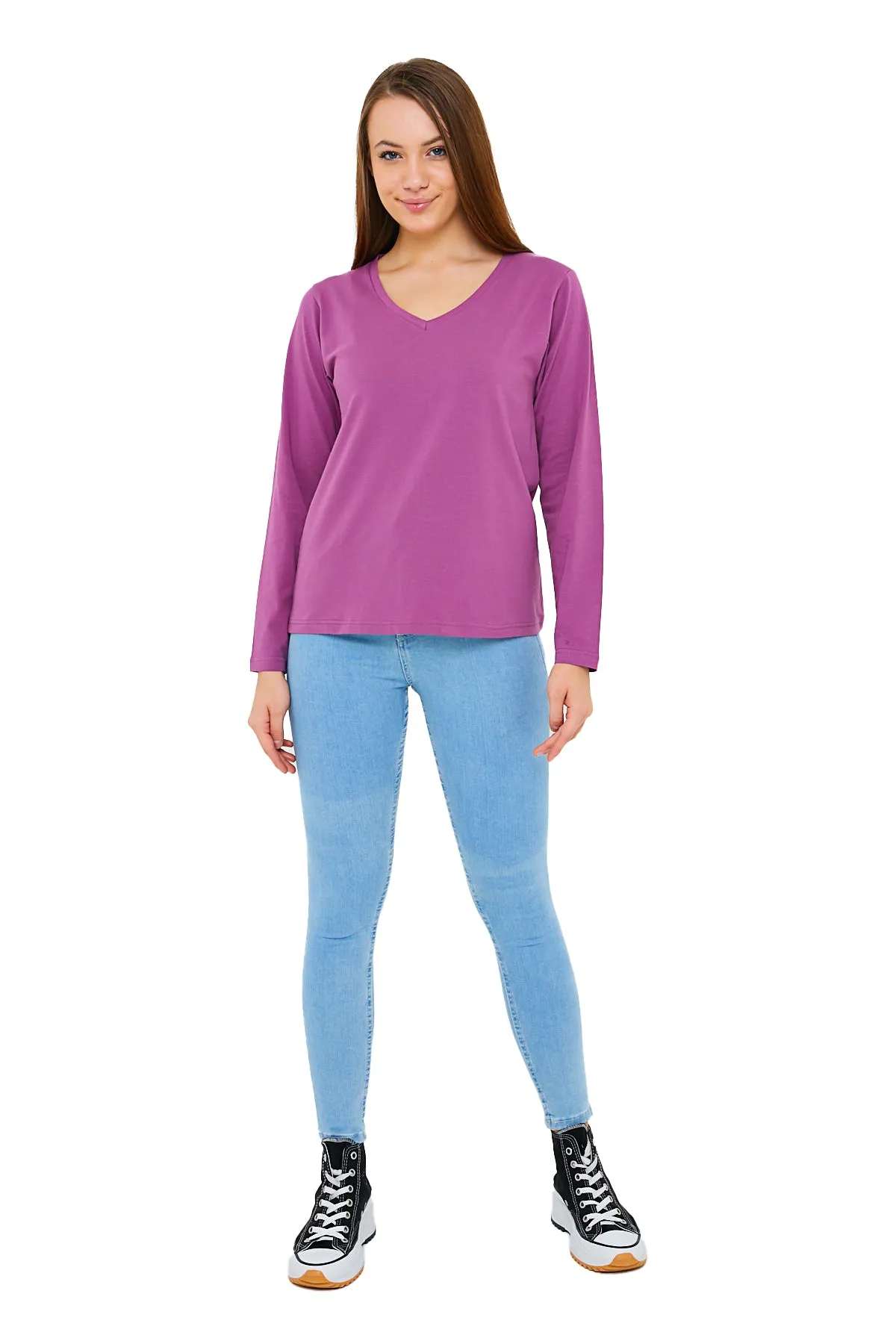 Women's V-Neck Long Sleeve T-Shirts