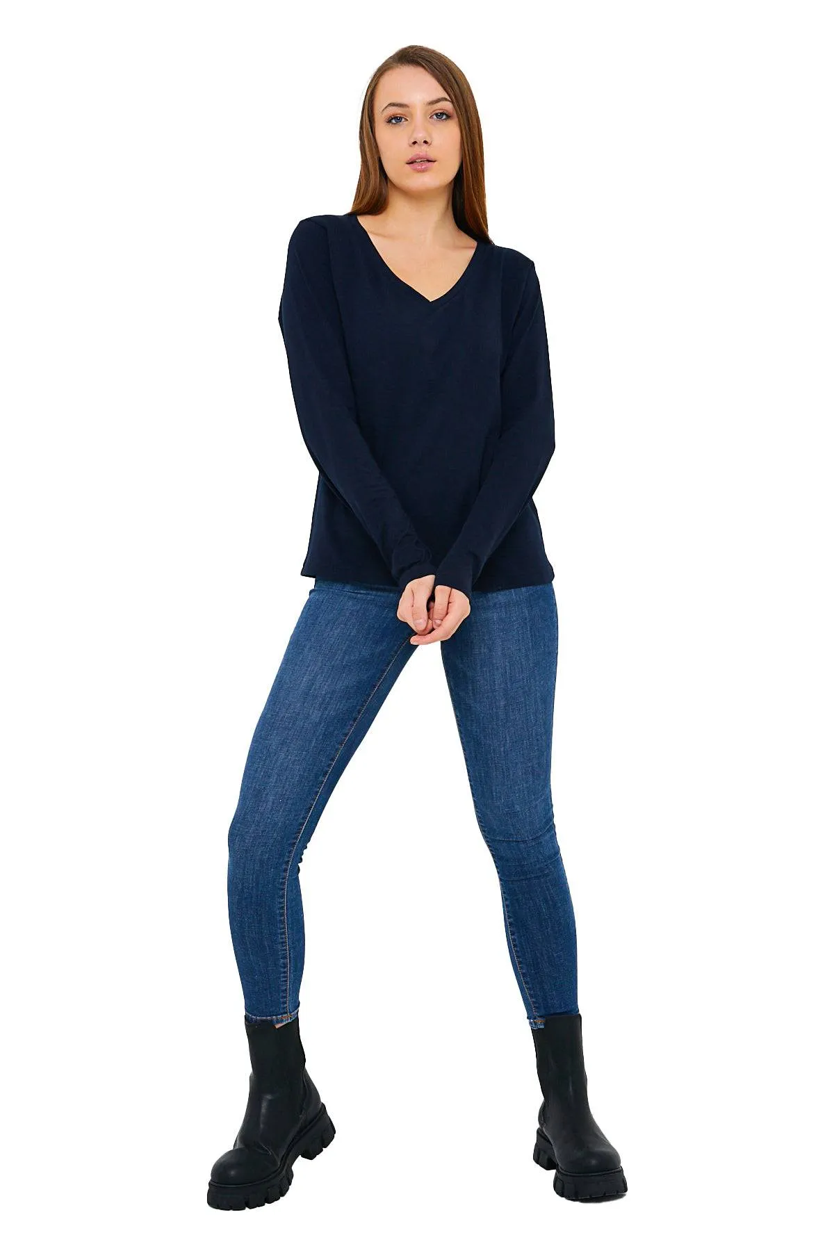 Women's V-Neck Long Sleeve T-Shirts