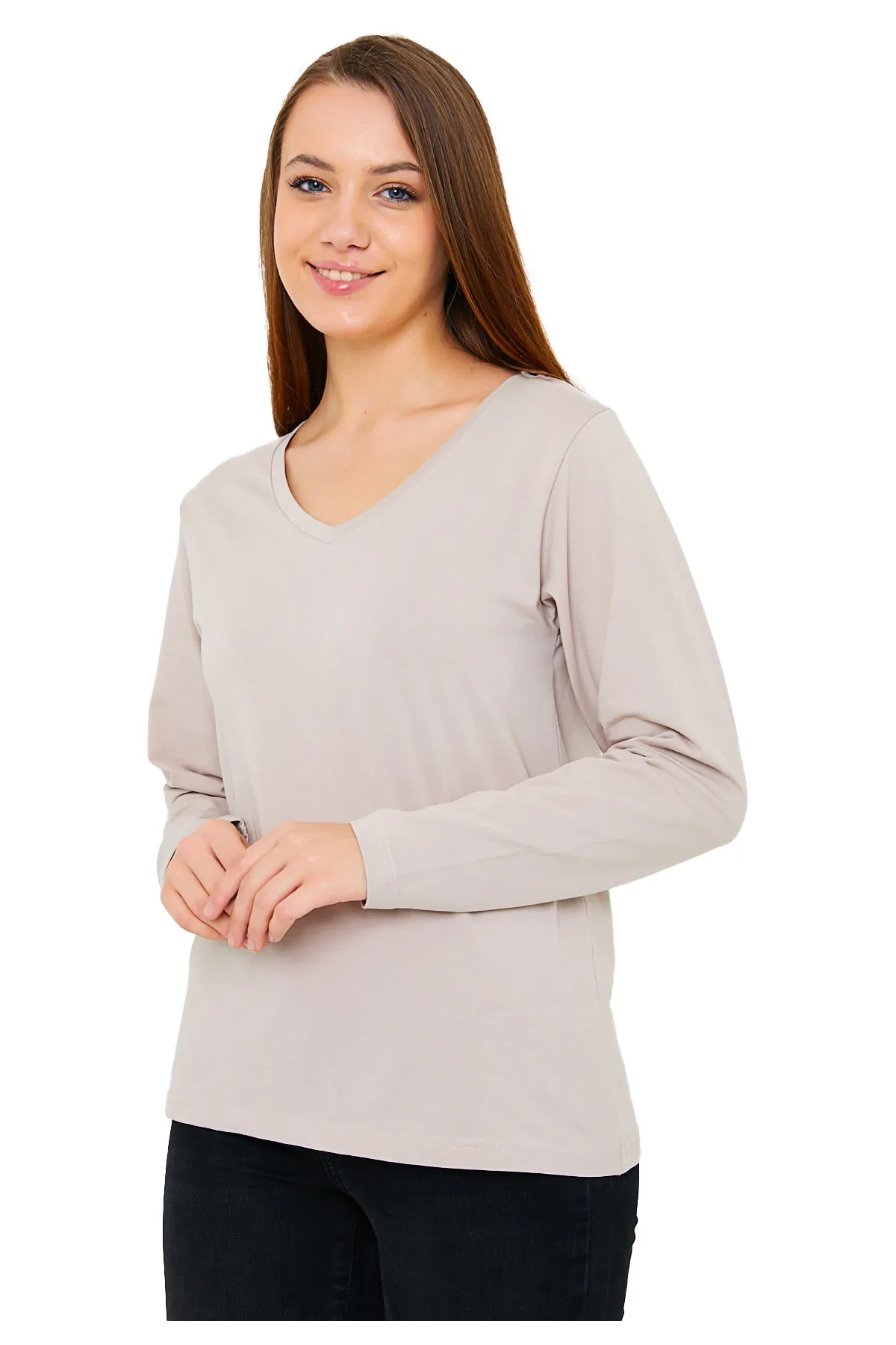 Women's V-Neck Long Sleeve T-Shirts