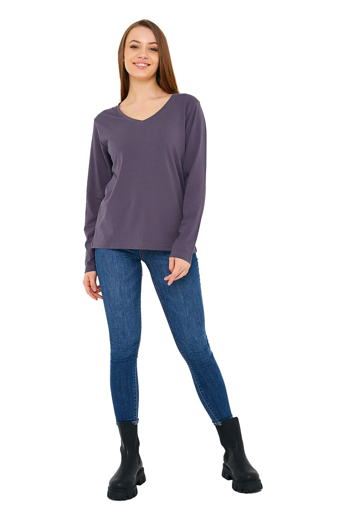 Women's V-Neck Long Sleeve T-Shirts