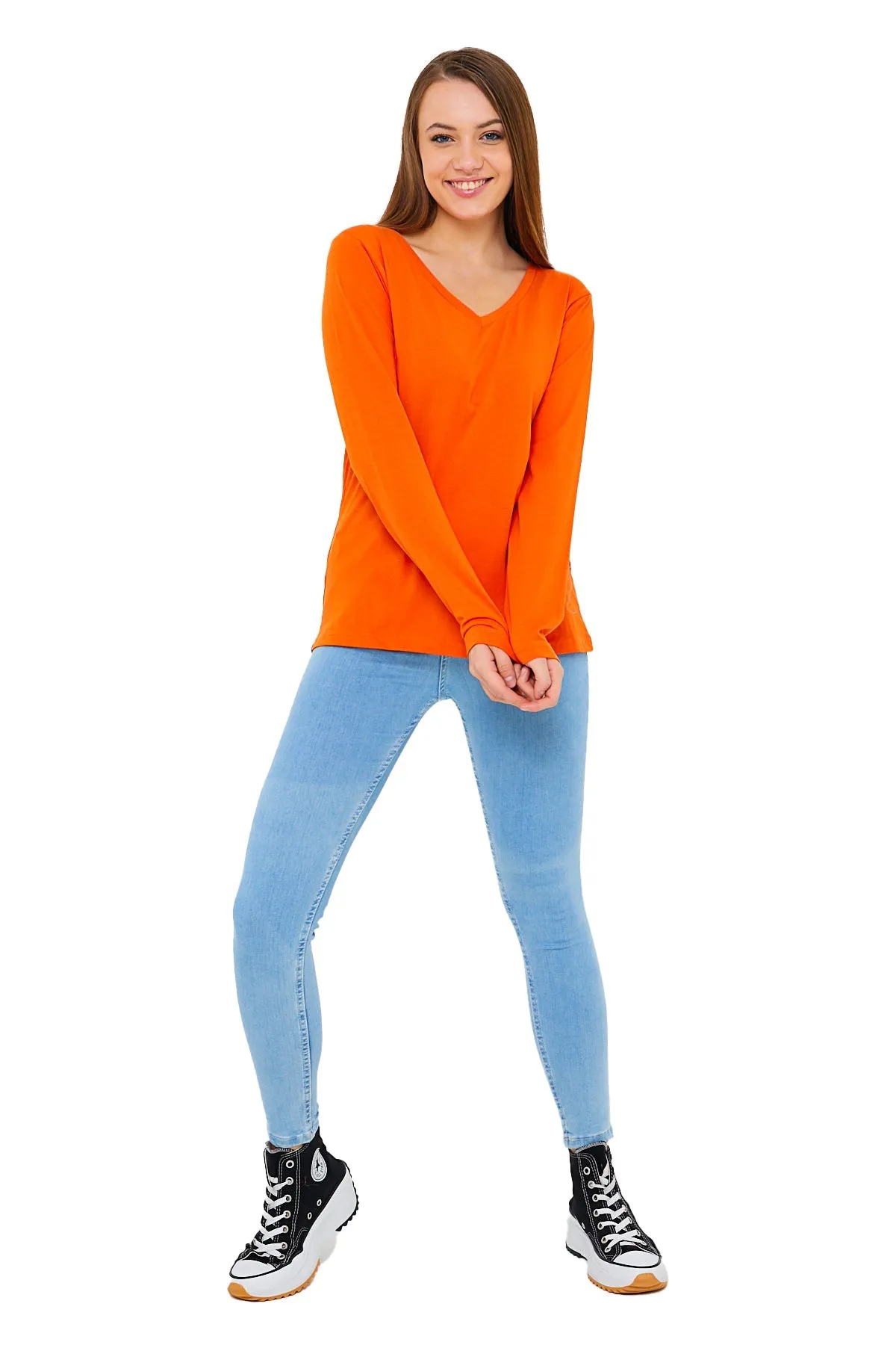 Women's V-Neck Long Sleeve T-Shirts