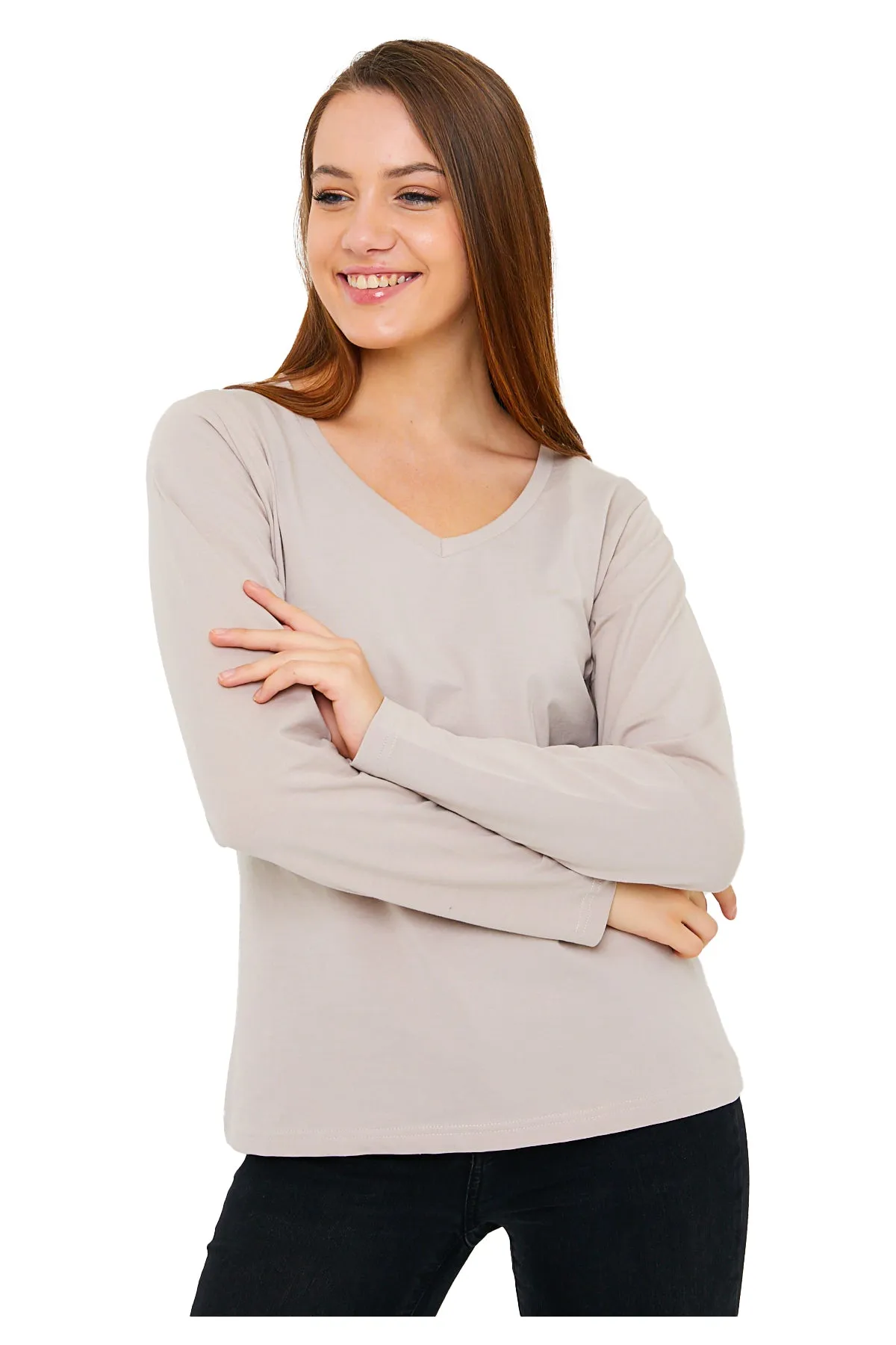 Women's V-Neck Long Sleeve T-Shirts