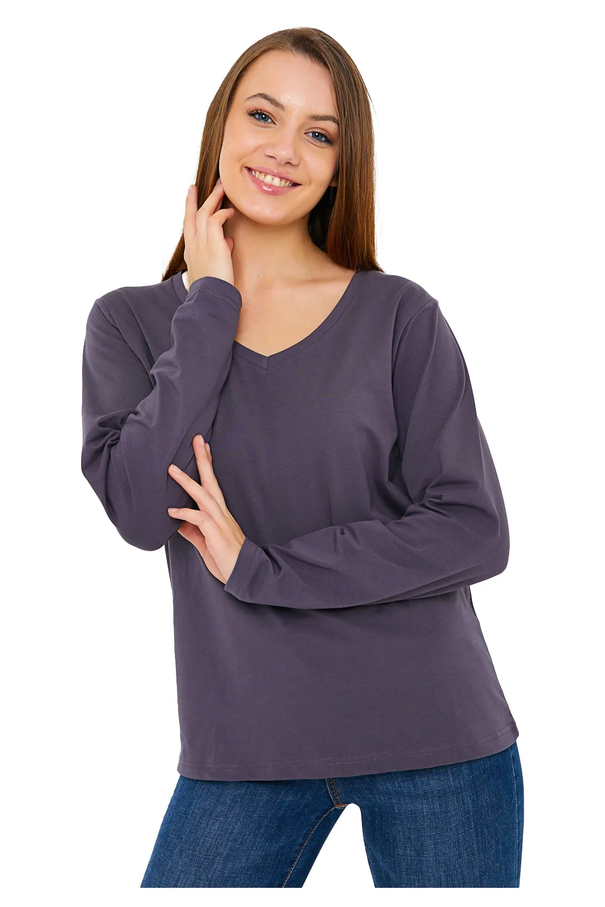 Women's V-Neck Long Sleeve T-Shirts