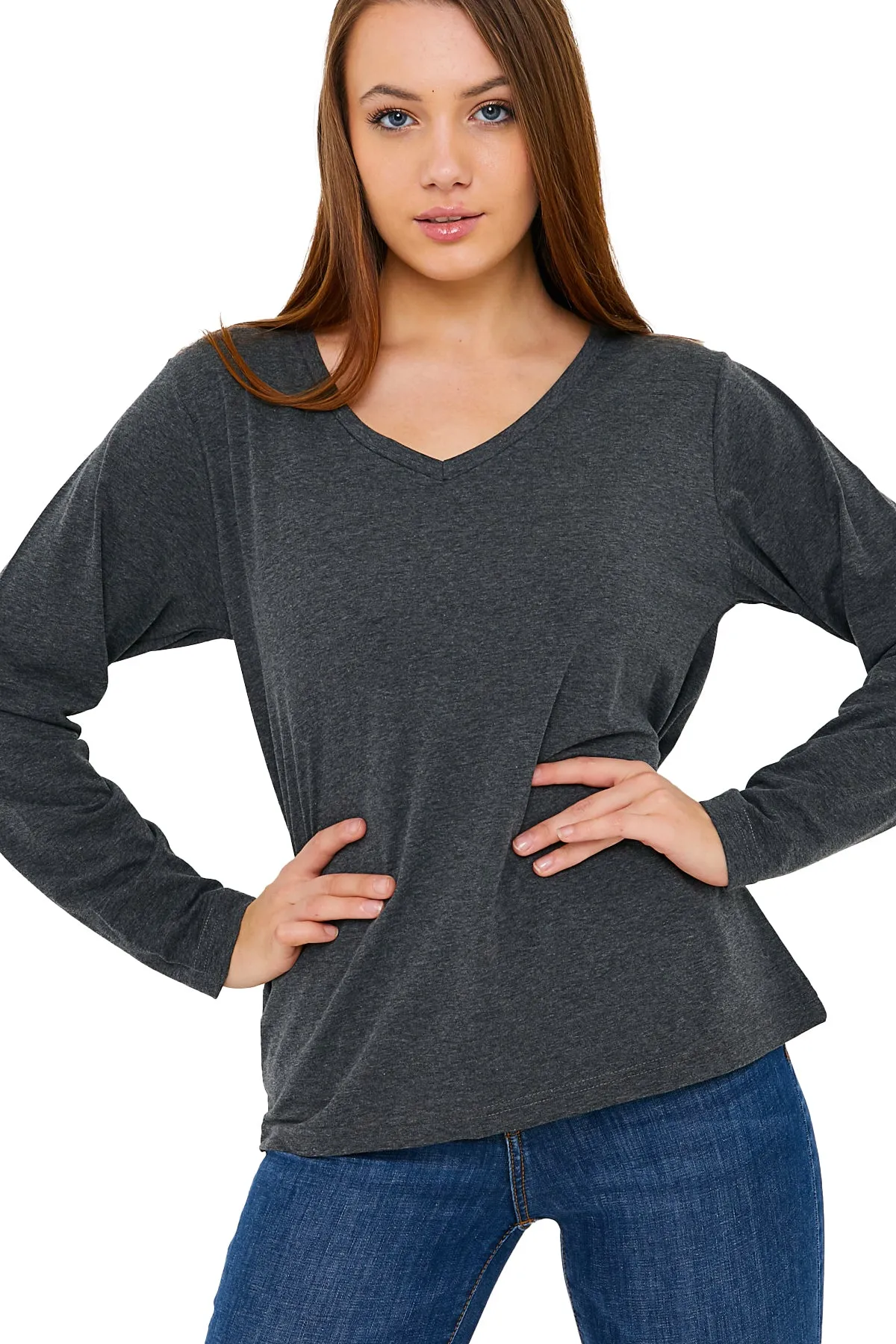 Women's V-Neck Long Sleeve T-Shirts