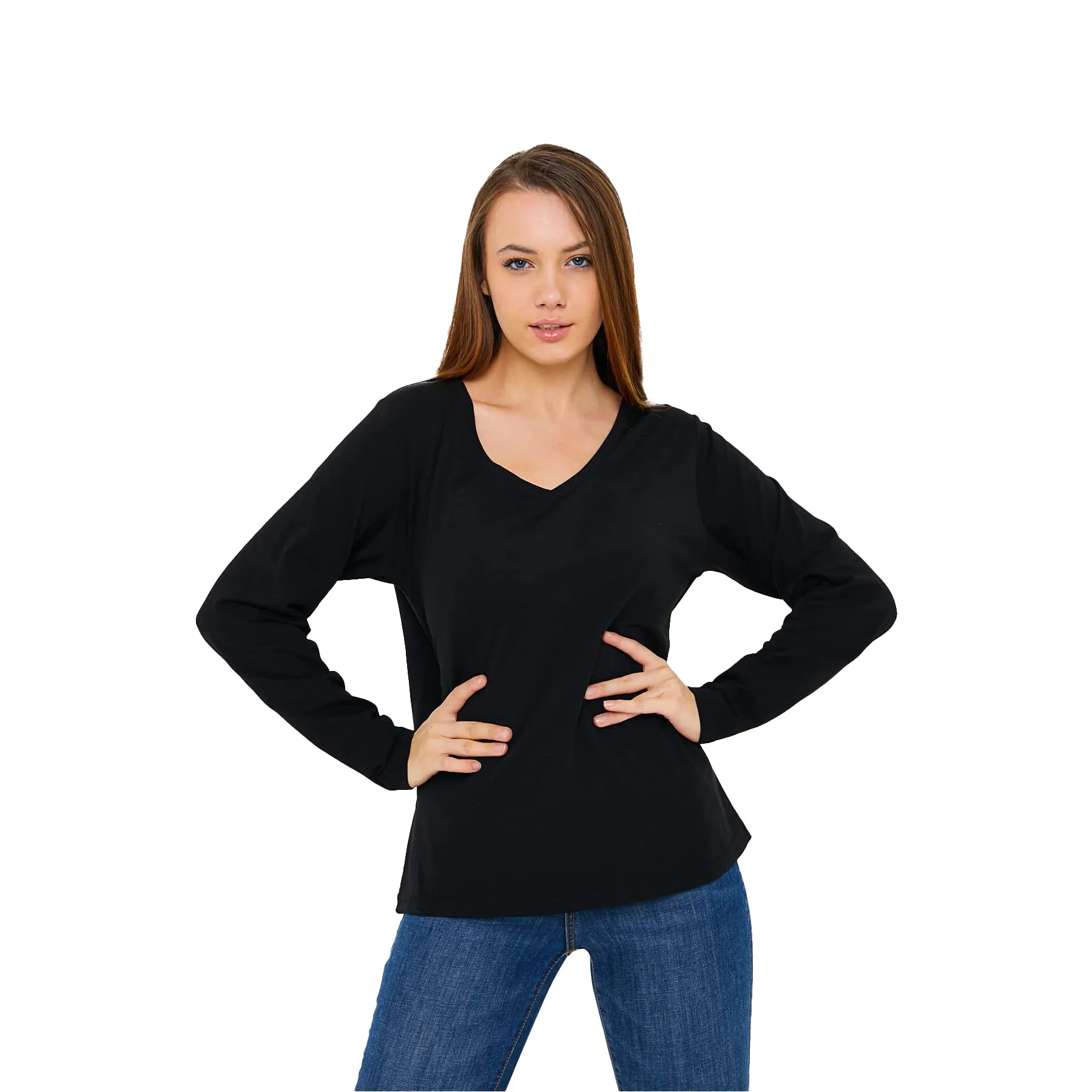 Women's V-Neck Long Sleeve T-Shirts