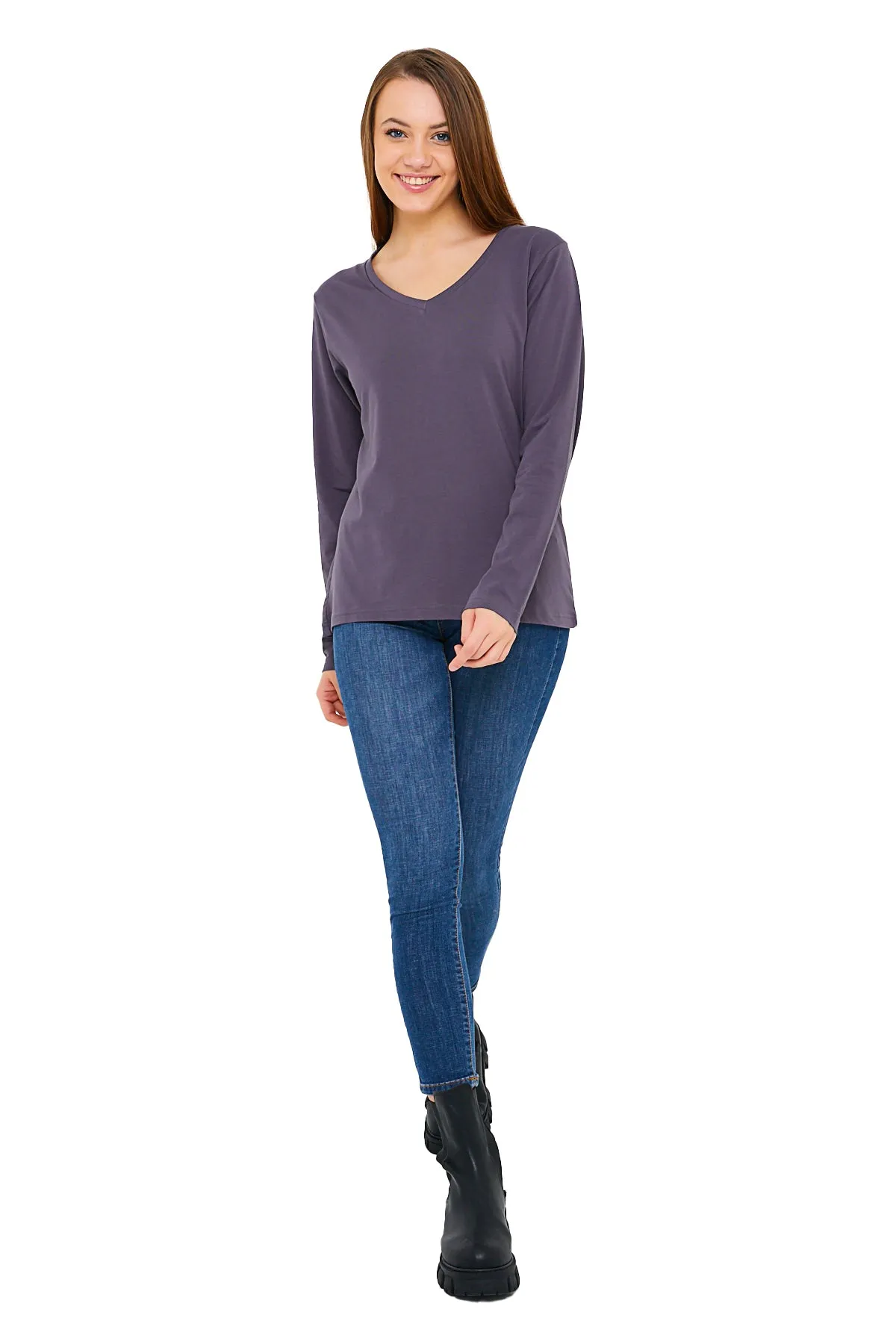 Women's V-Neck Long Sleeve T-Shirts