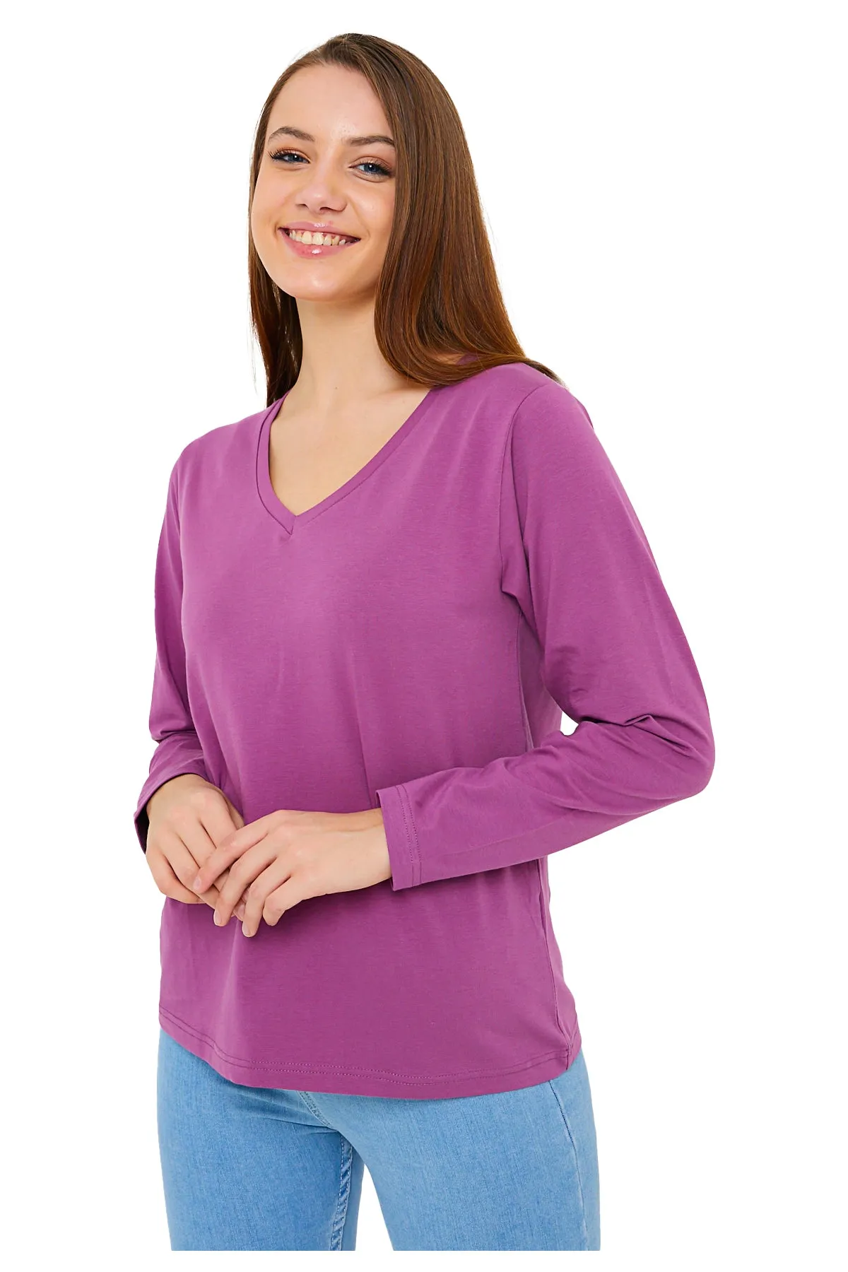 Women's V-Neck Long Sleeve T-Shirts