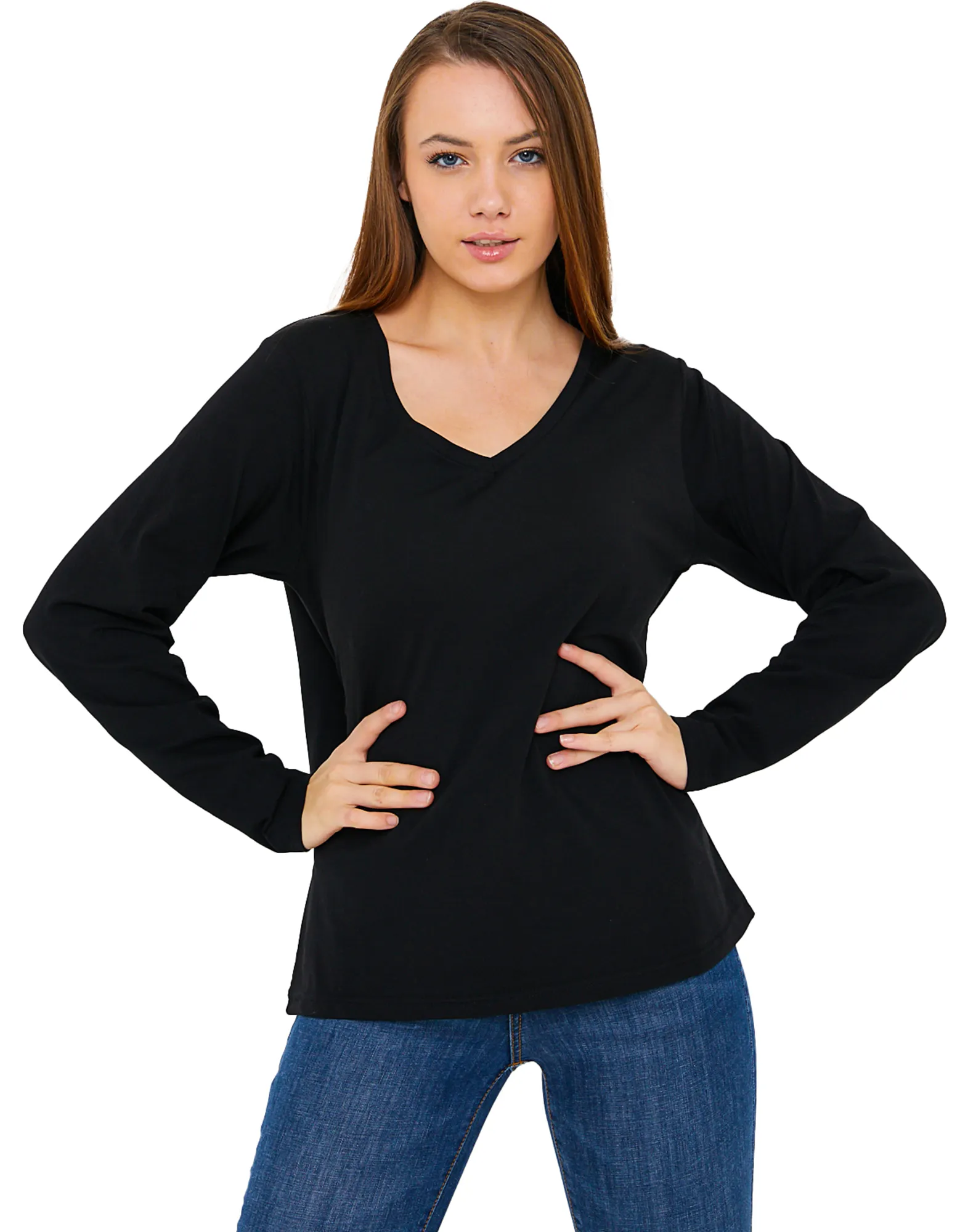 Women's V-Neck Long Sleeve T-Shirts