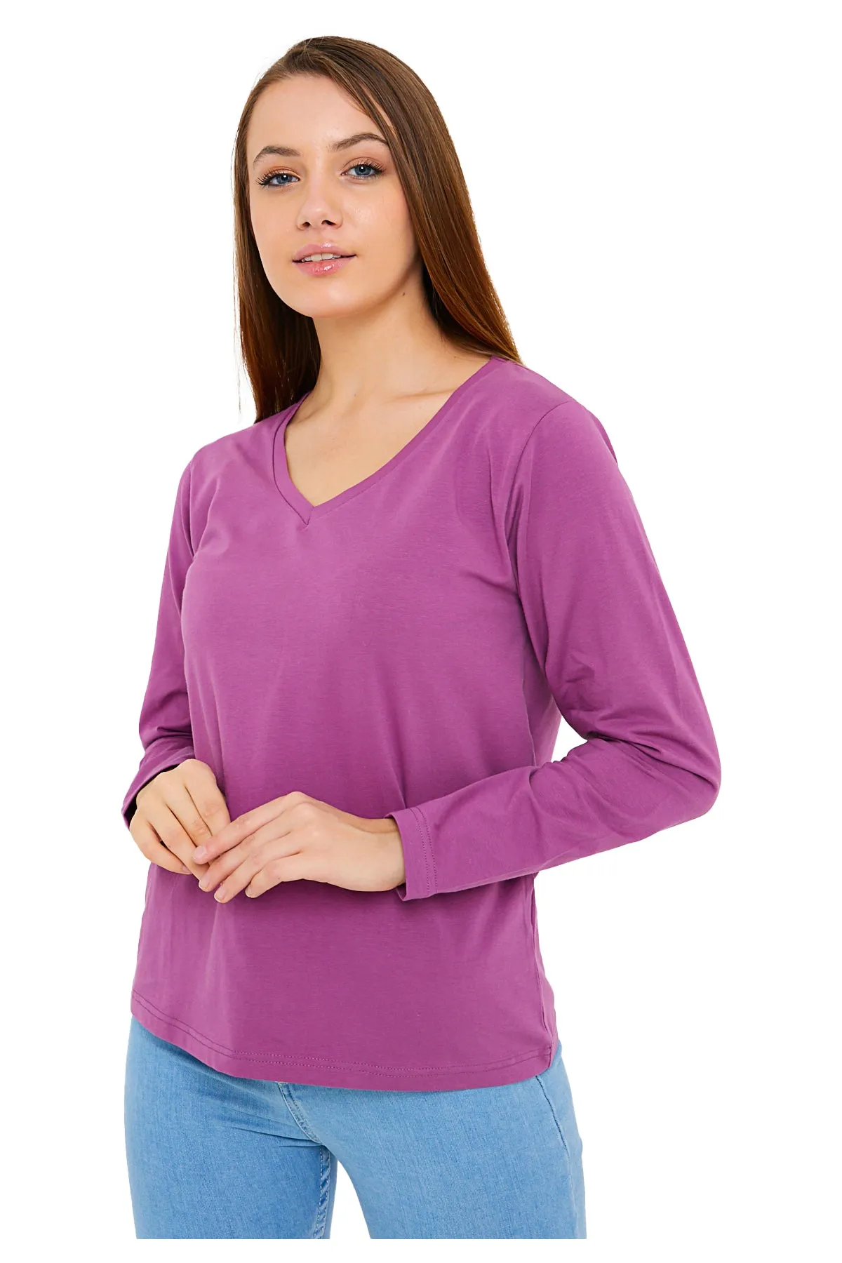 Women's V-Neck Long Sleeve T-Shirts