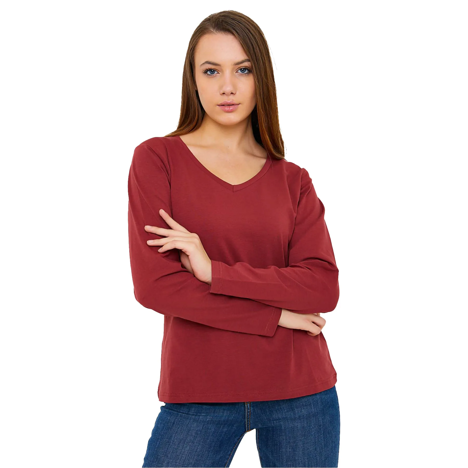 Women's V-Neck Long Sleeve T-Shirts