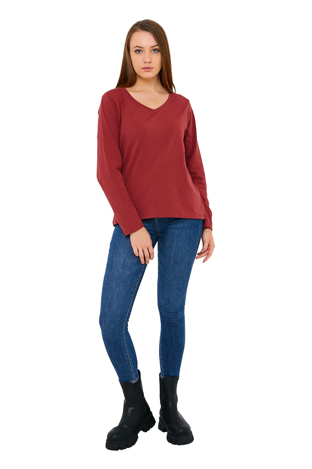 Women's V-Neck Long Sleeve T-Shirts