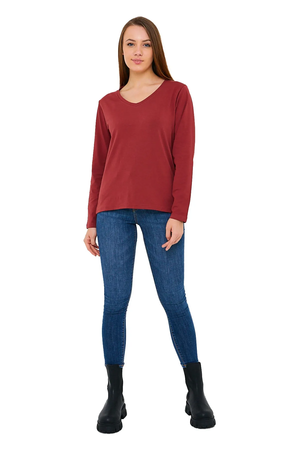 Women's V-Neck Long Sleeve T-Shirts