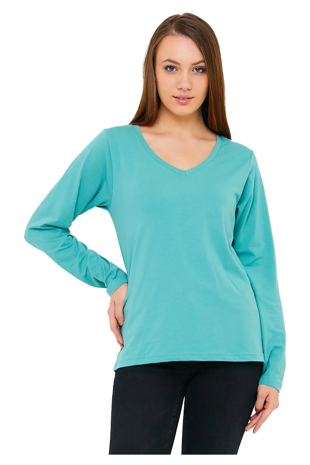 Women's V-Neck Long Sleeve T-Shirts