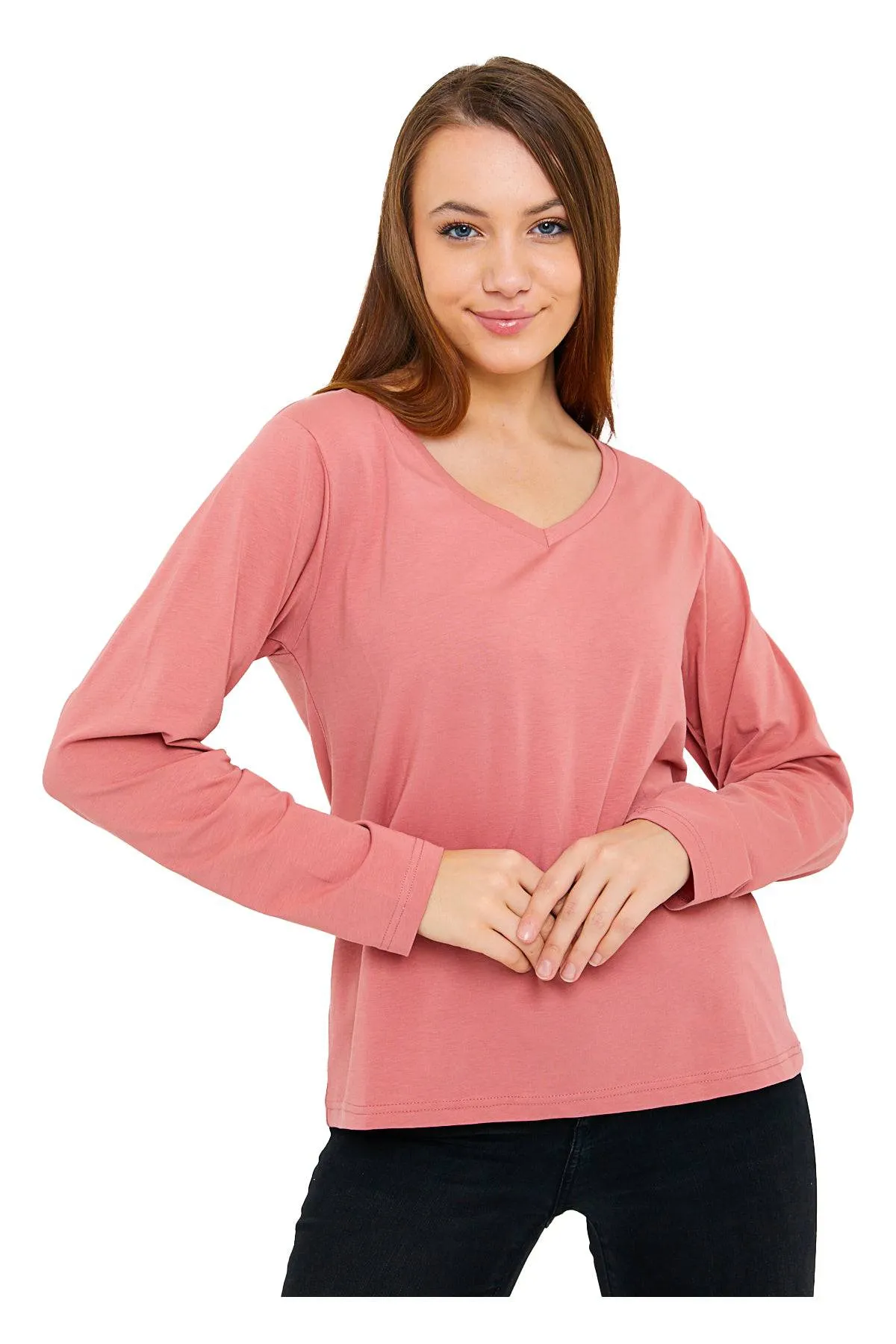 Women's V-Neck Long Sleeve T-Shirts