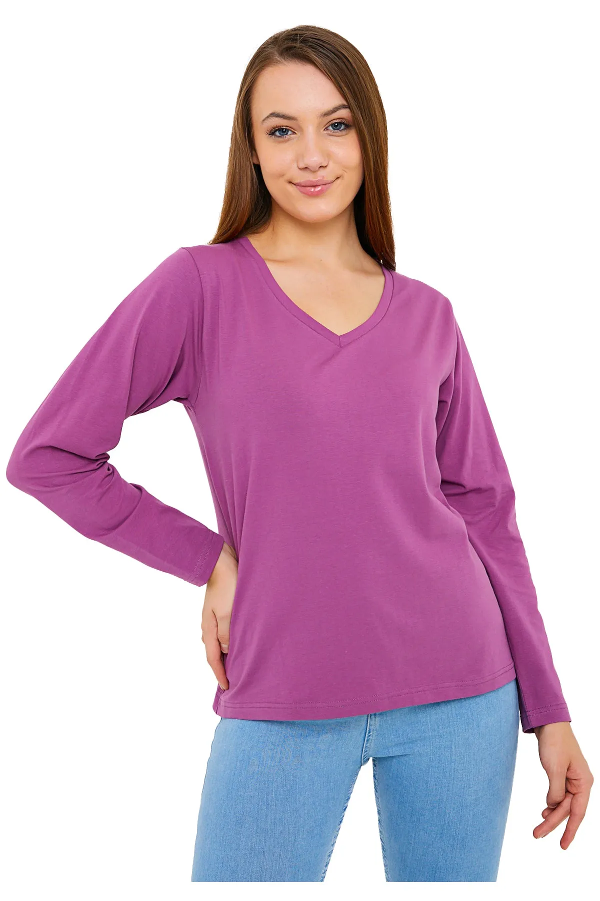 Women's V-Neck Long Sleeve T-Shirts