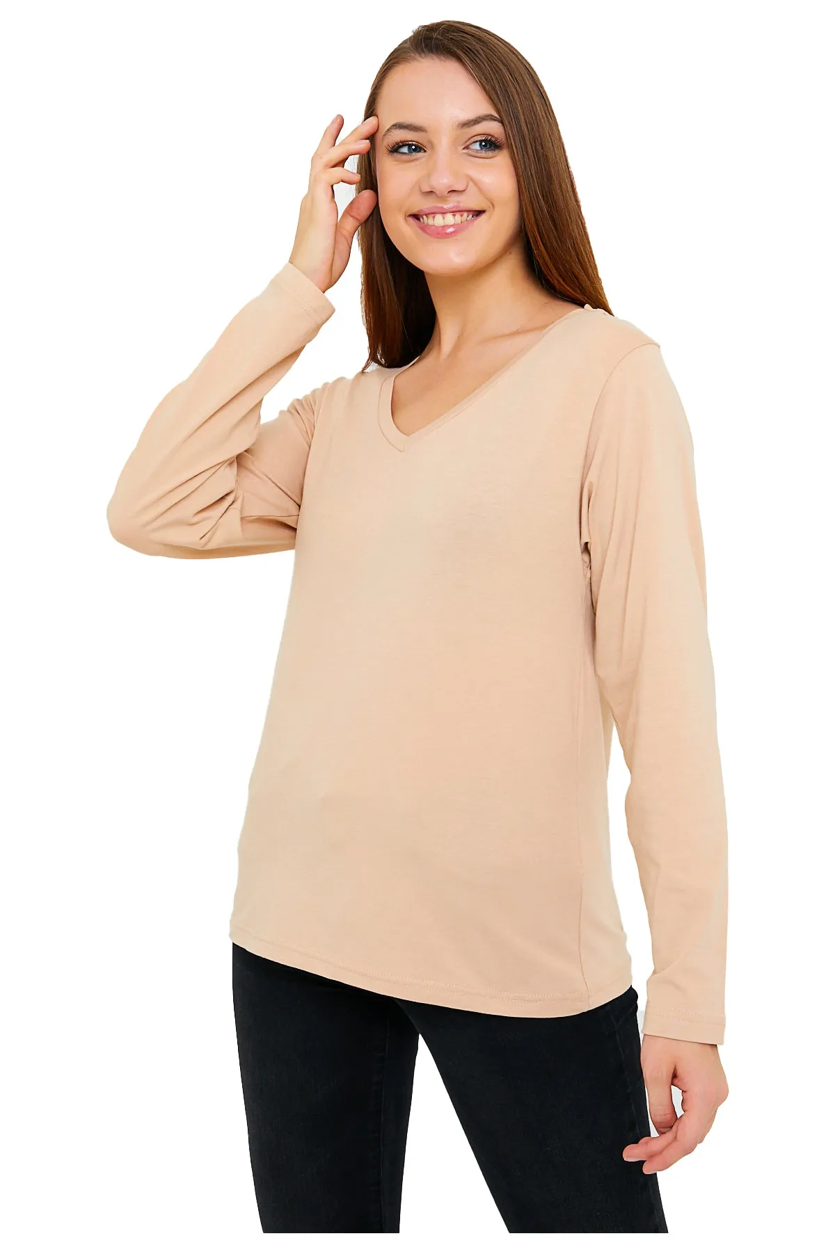 Women's V-Neck Long Sleeve T-Shirts