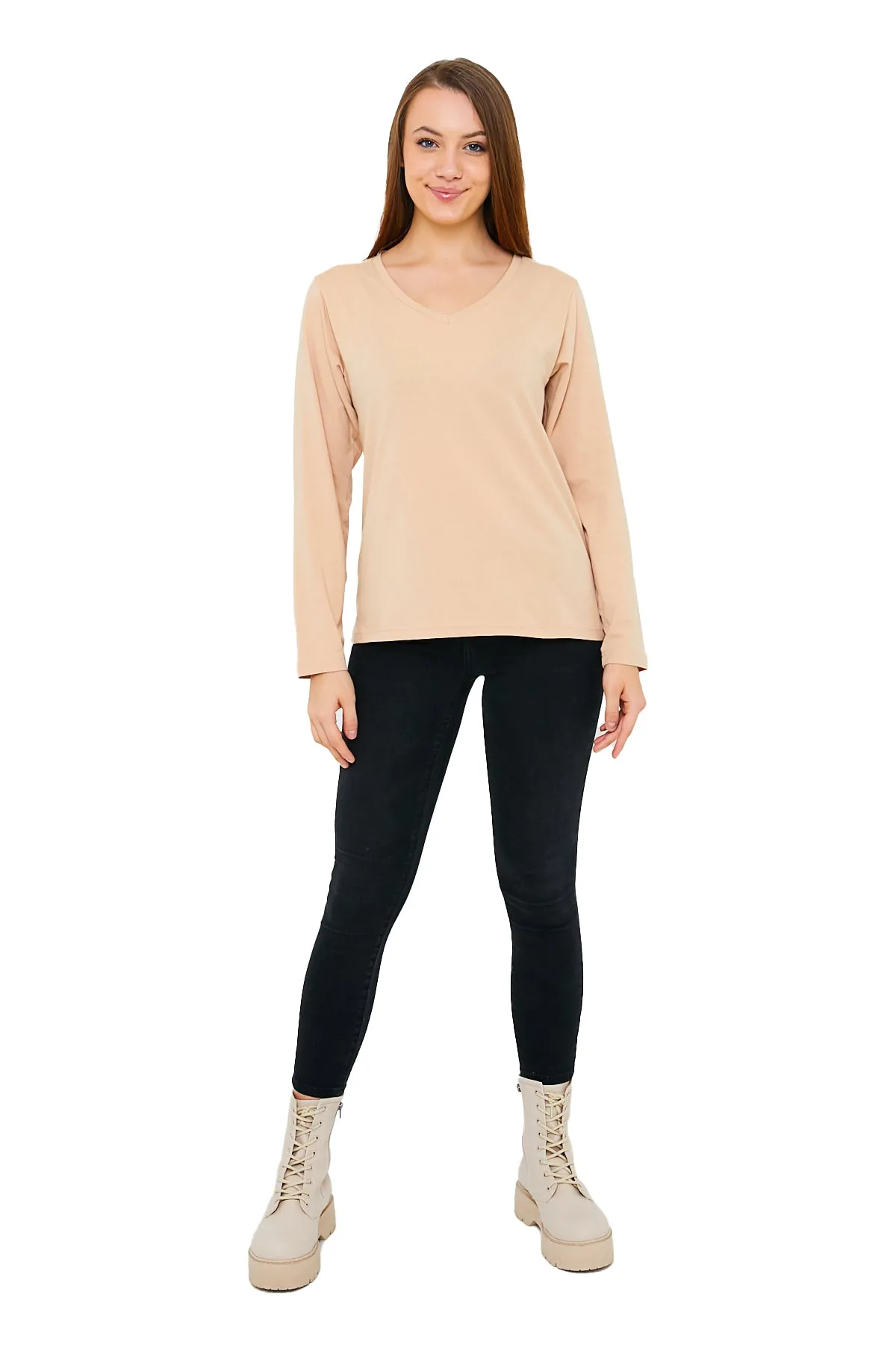 Women's V-Neck Long Sleeve T-Shirts