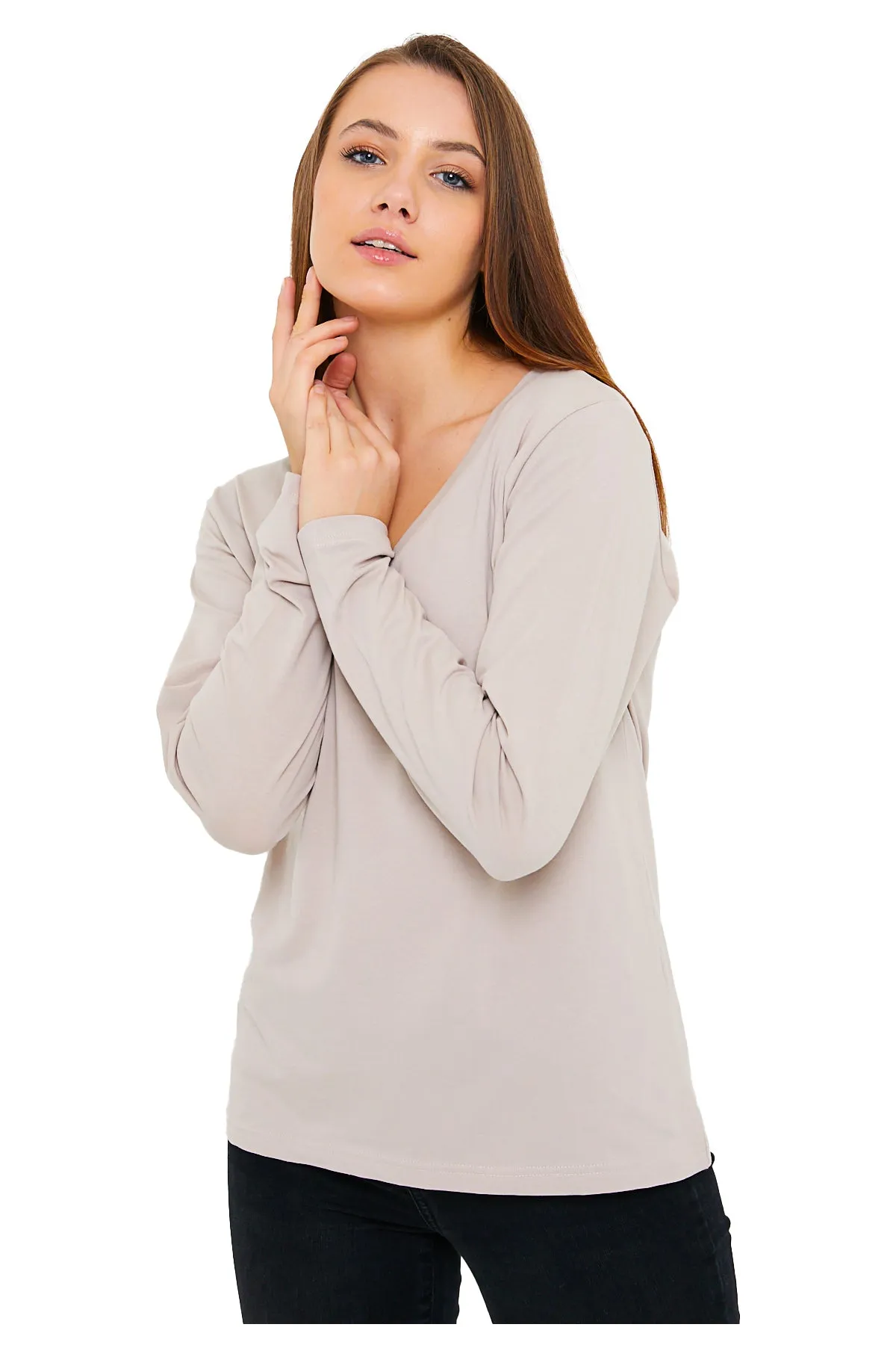 Women's V-Neck Long Sleeve T-Shirts