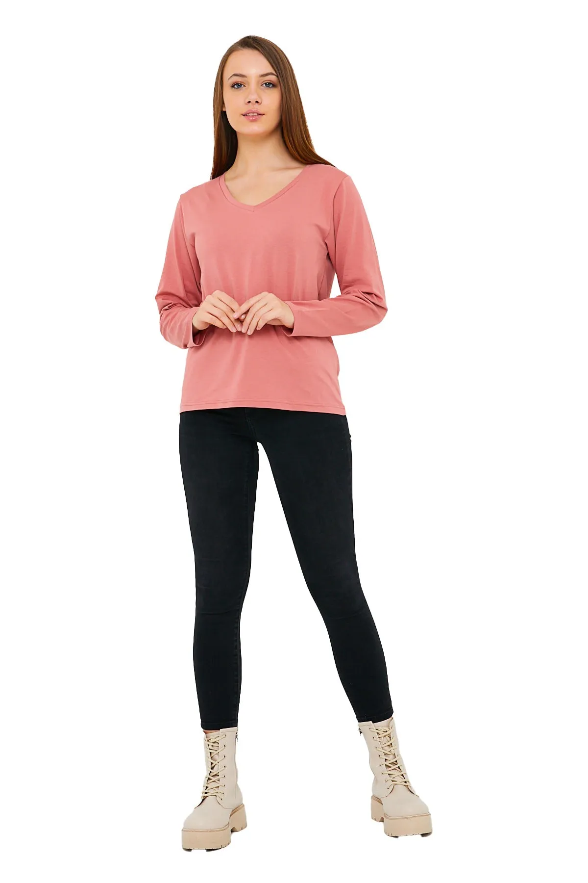 Women's V-Neck Long Sleeve T-Shirts