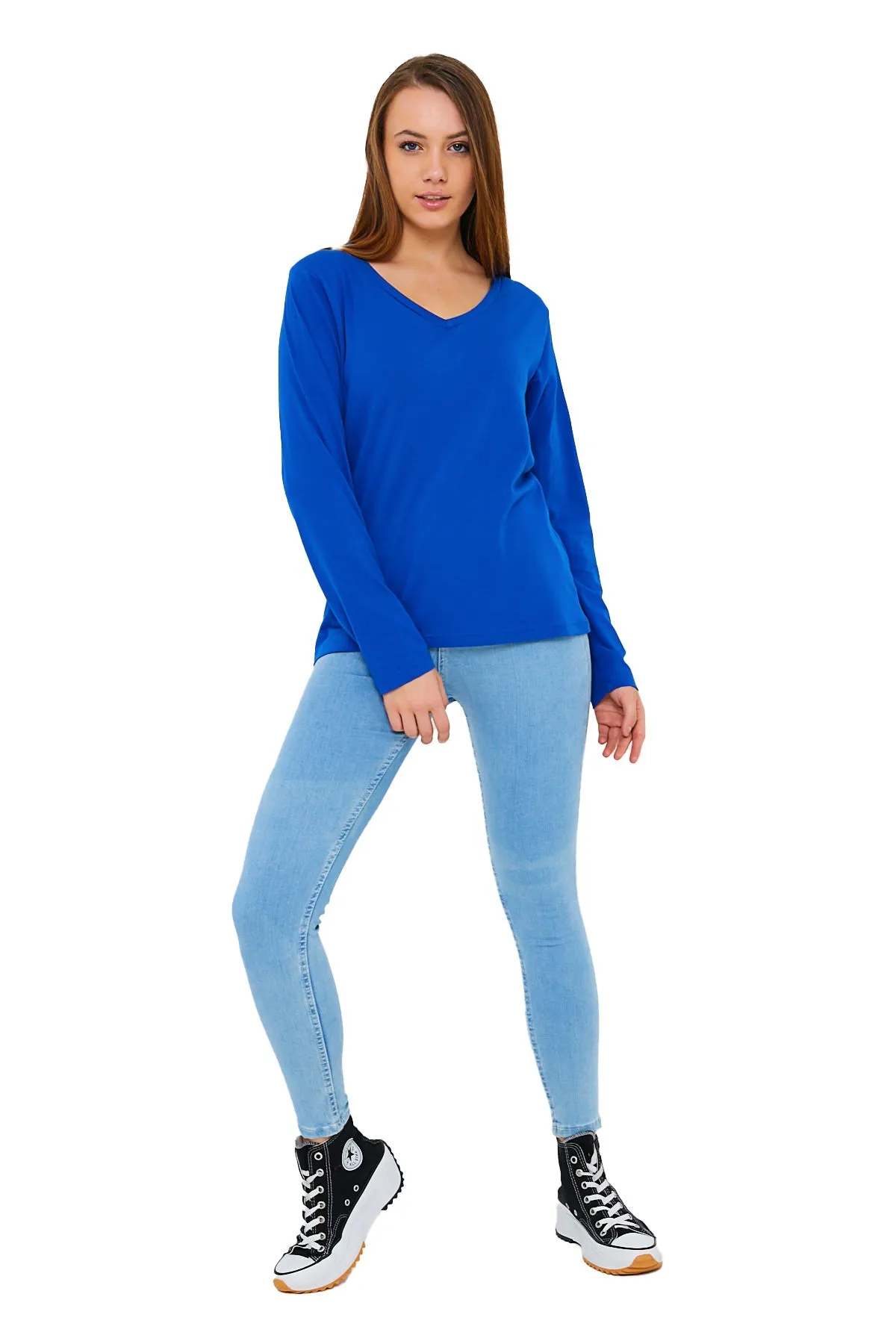 Women's V-Neck Long Sleeve T-Shirts