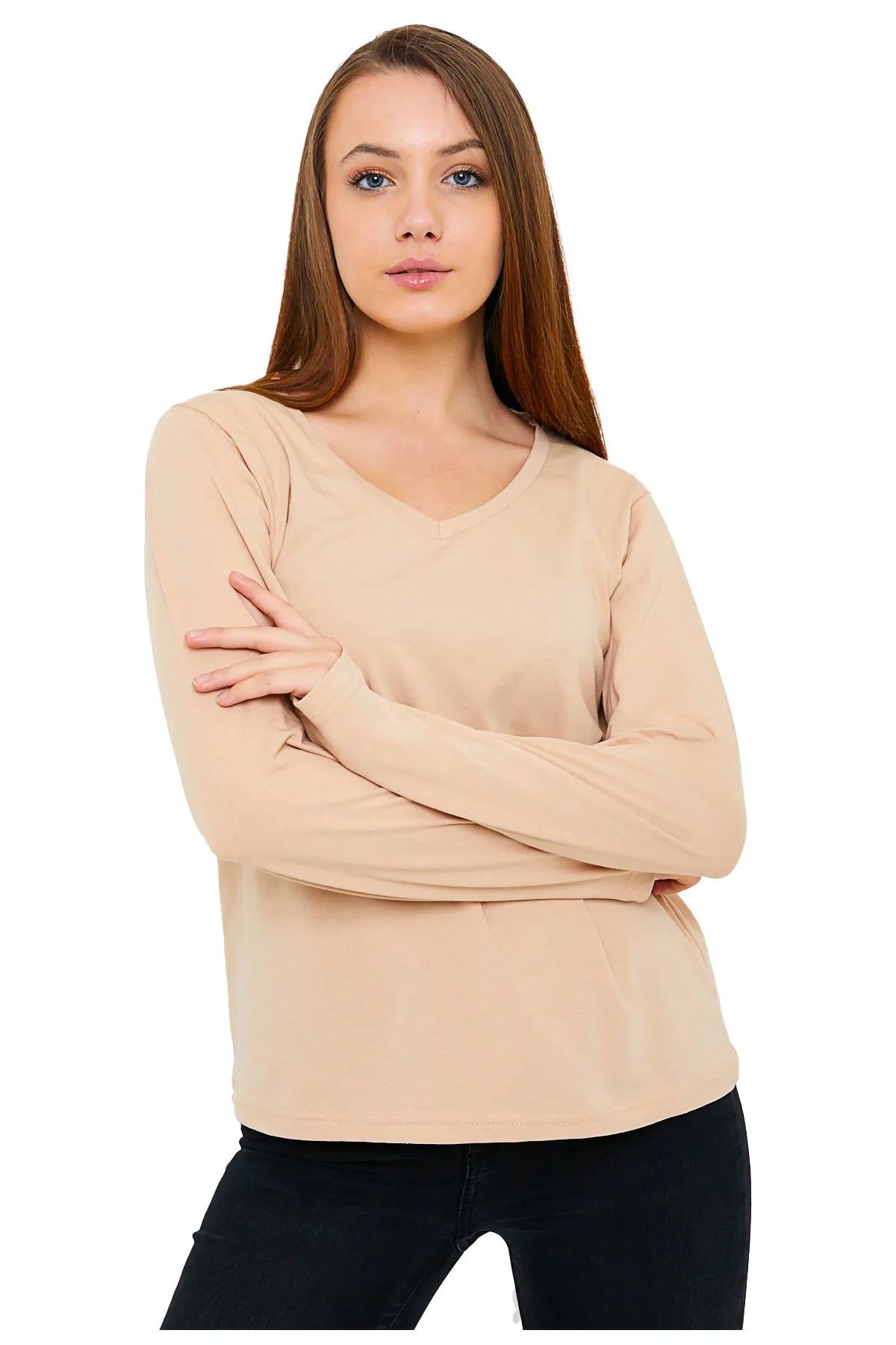 Women's V-Neck Long Sleeve T-Shirts