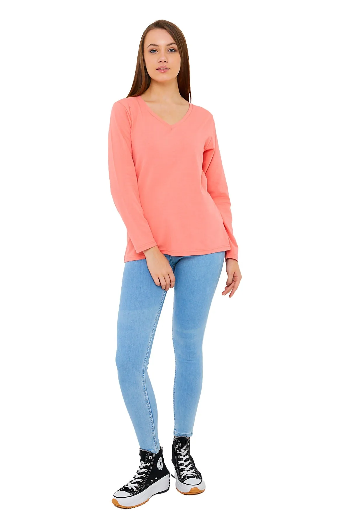 Women's V-Neck Long Sleeve T-Shirts