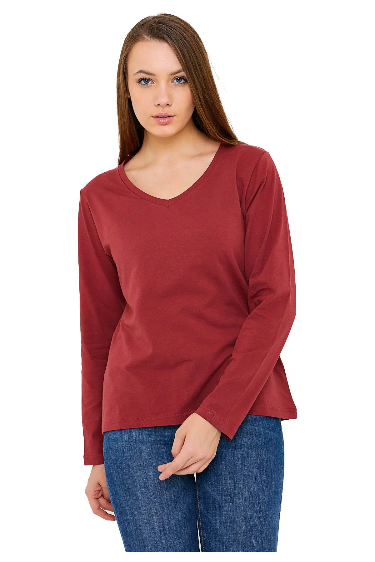 Women's V-Neck Long Sleeve T-Shirts