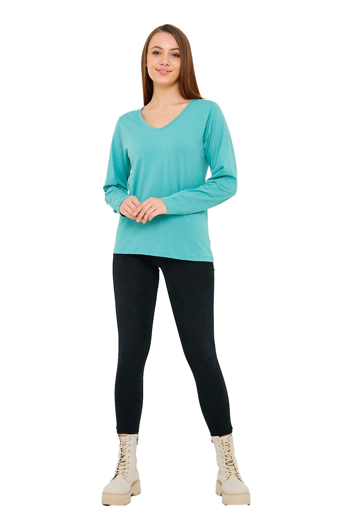 Women's V-Neck Long Sleeve T-Shirts