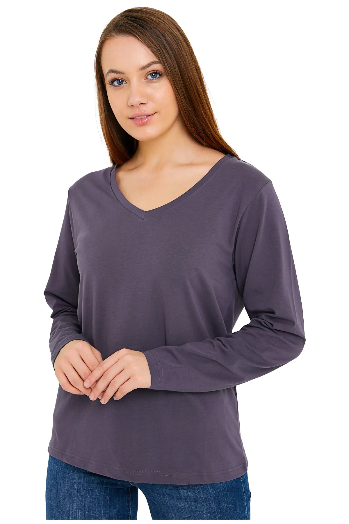 Women's V-Neck Long Sleeve T-Shirts