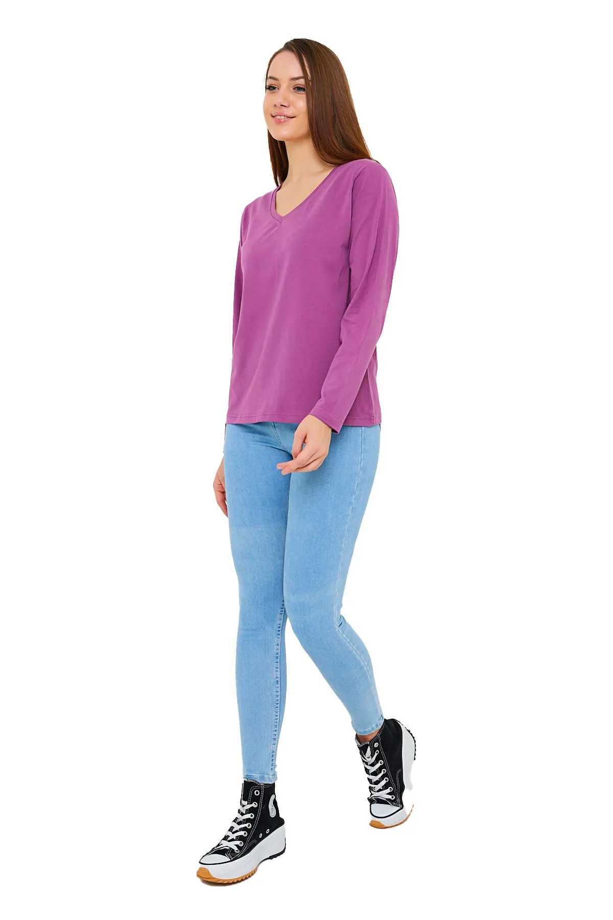 Women's V-Neck Long Sleeve T-Shirts