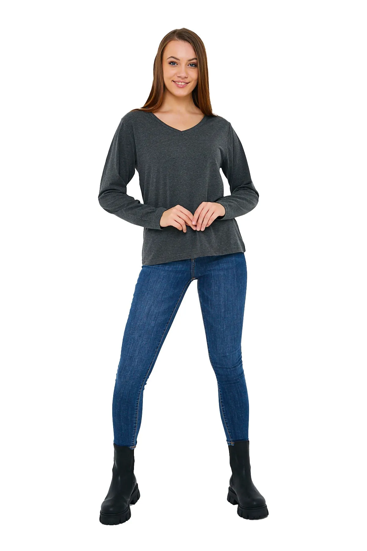 Women's V-Neck Long Sleeve T-Shirts